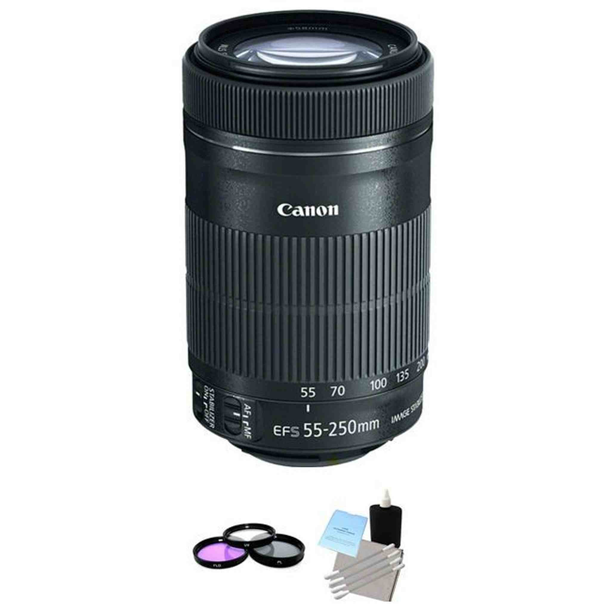 Canon EF-S 55-250mm f/4-5.6 IS STM Lens + UV Kit & Cleaning Kit Bundle Canon