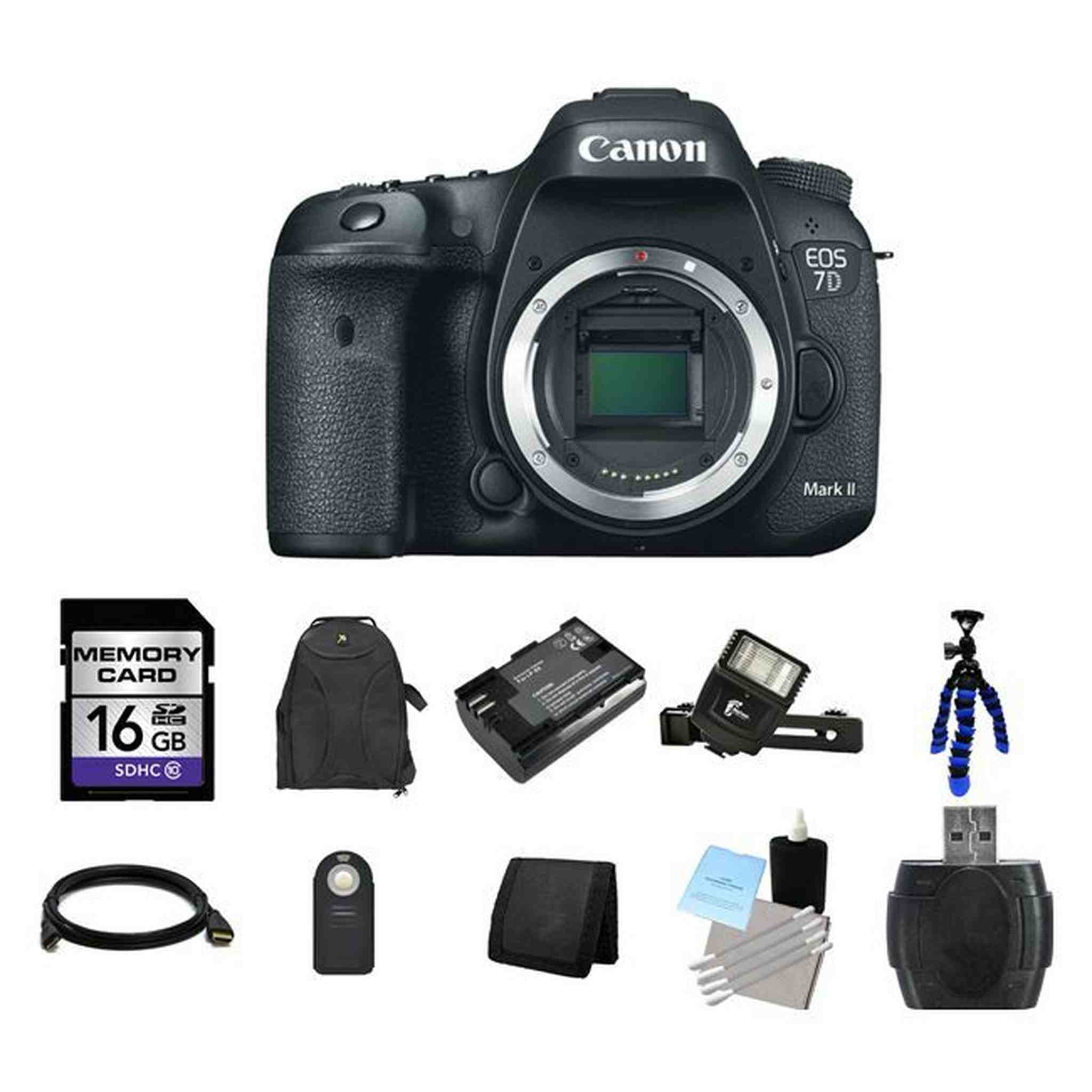 Canon EOS 7D Mark II DSLR Camera 16GB Card Bundle Canon