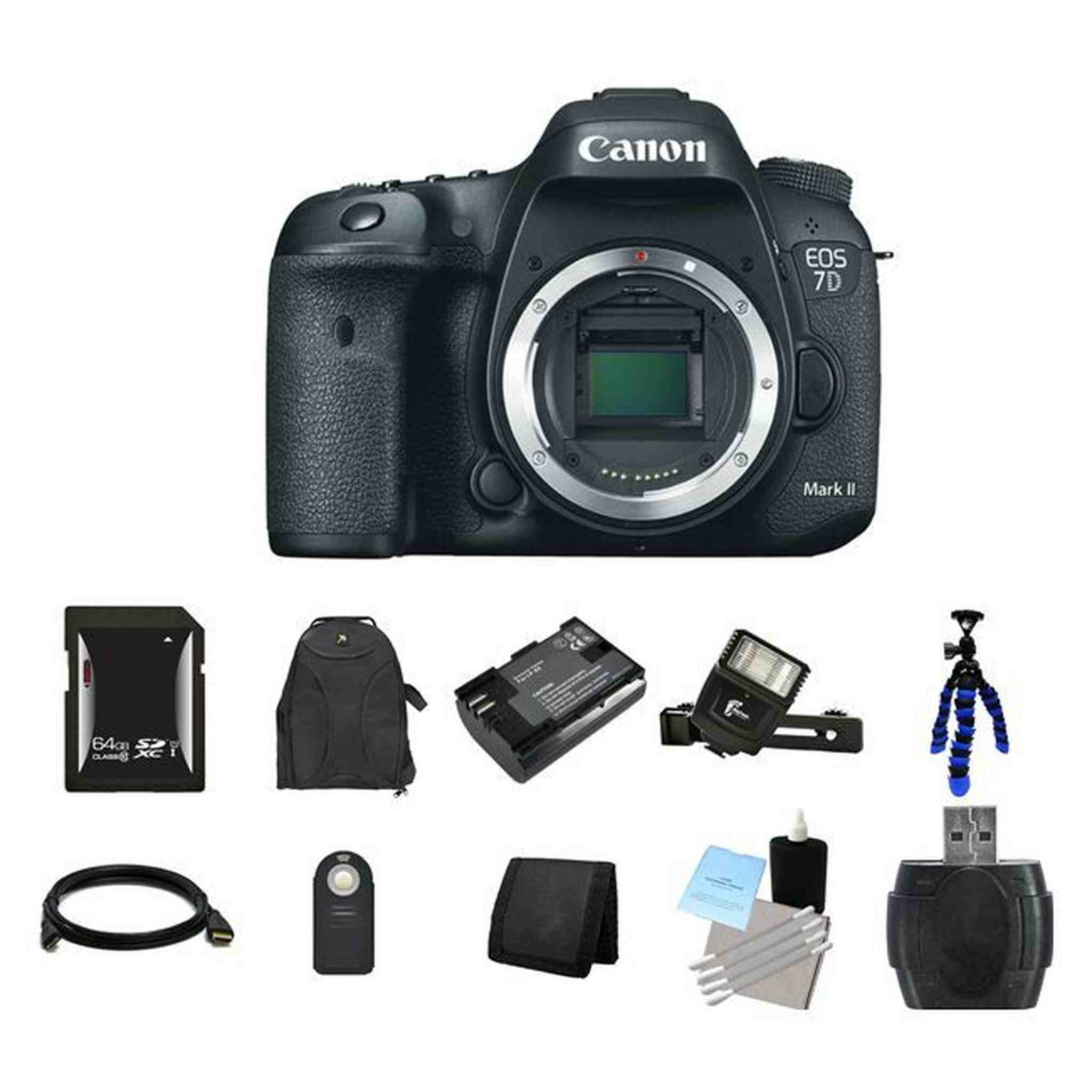 Canon EOS 7D Mark II DSLR Camera 64GB Best Value Bundle Canon