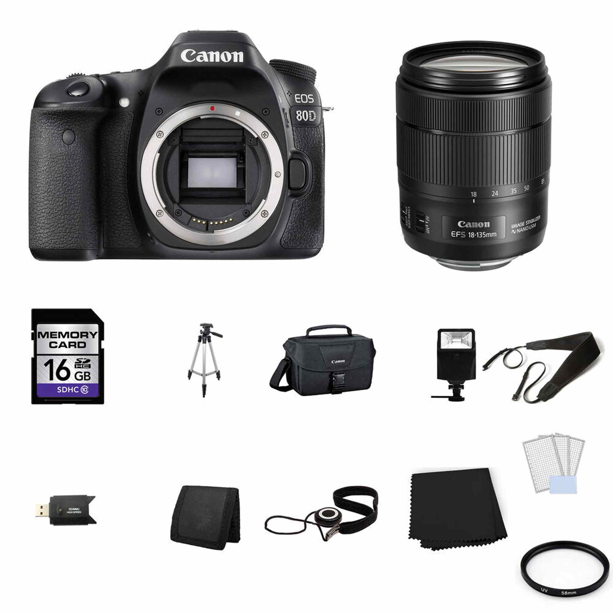 Canon EOS 80D Digital SLR Camera with 18-135mm Lens 16GB Bundle Canon