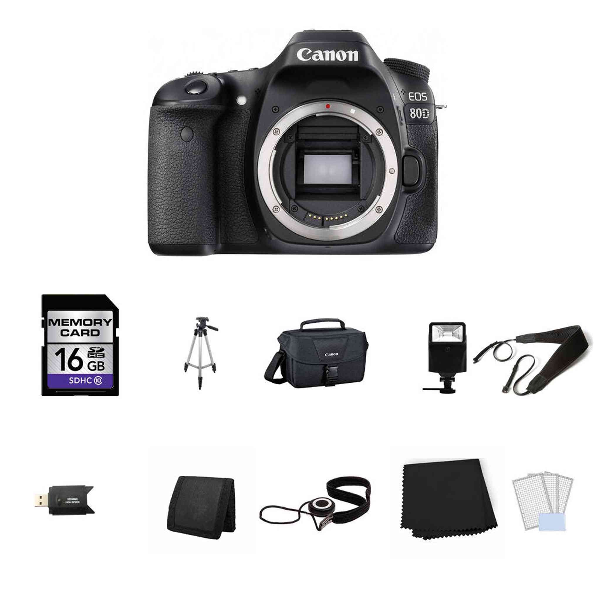 Canon EOS 80D DSLR Camera Body Only 16GB Full Kit Bundle Canon