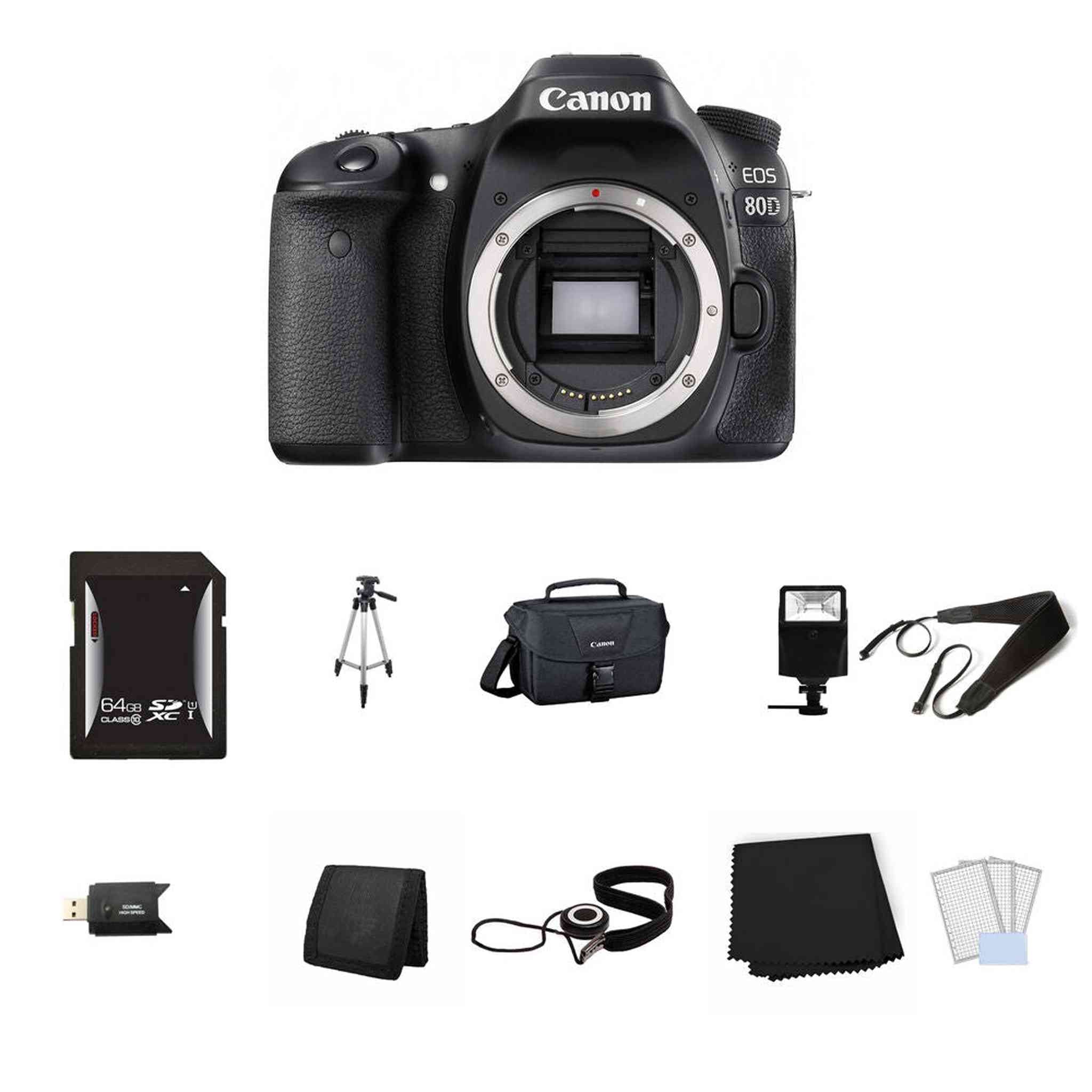 Canon EOS 80D DSLR Camera Body Only 64GB Full Kit Bundle Canon