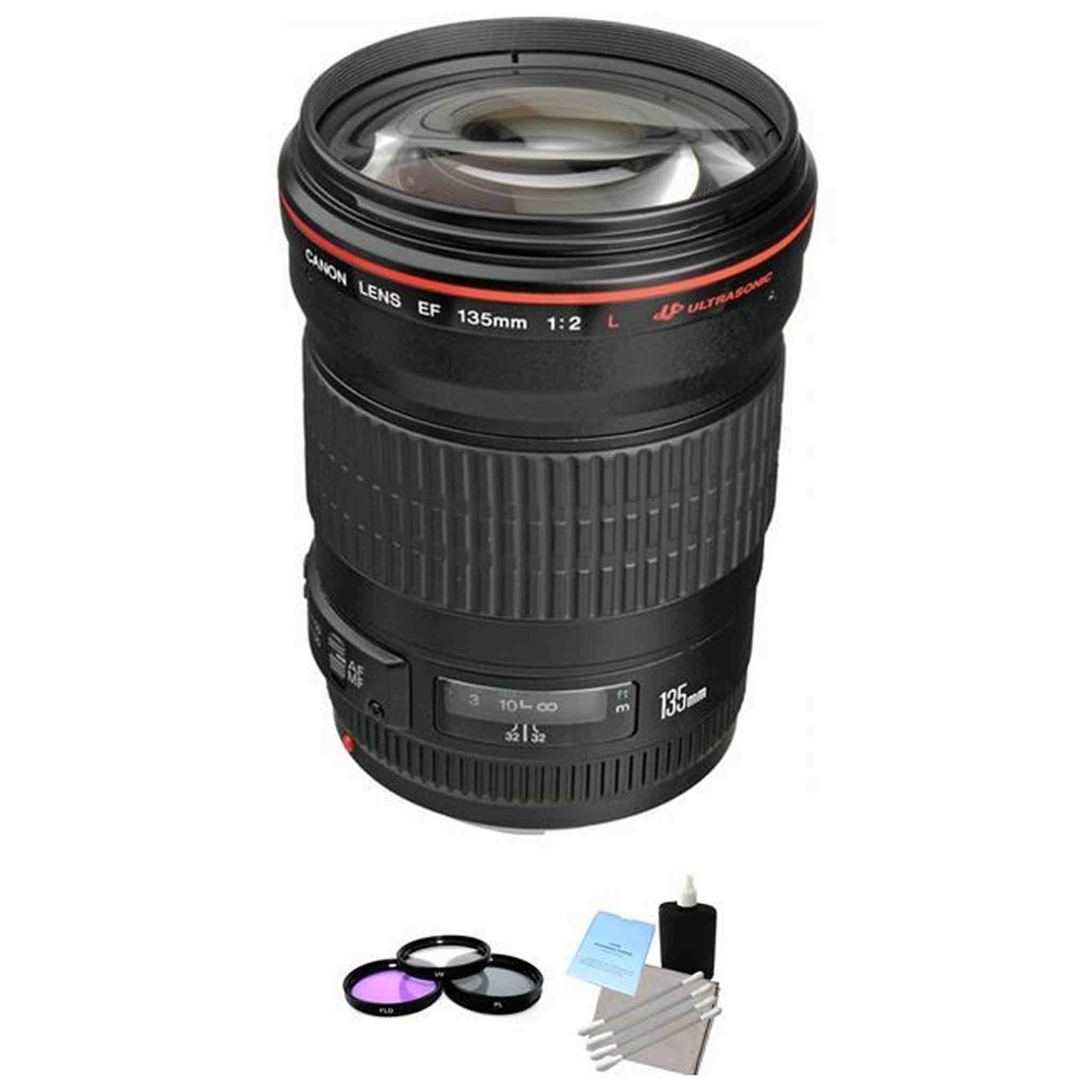 Canon Telephoto EF 135mm f/2.0L USM Autofocus Lens + UV Kit & Cleaning Bundle Canon