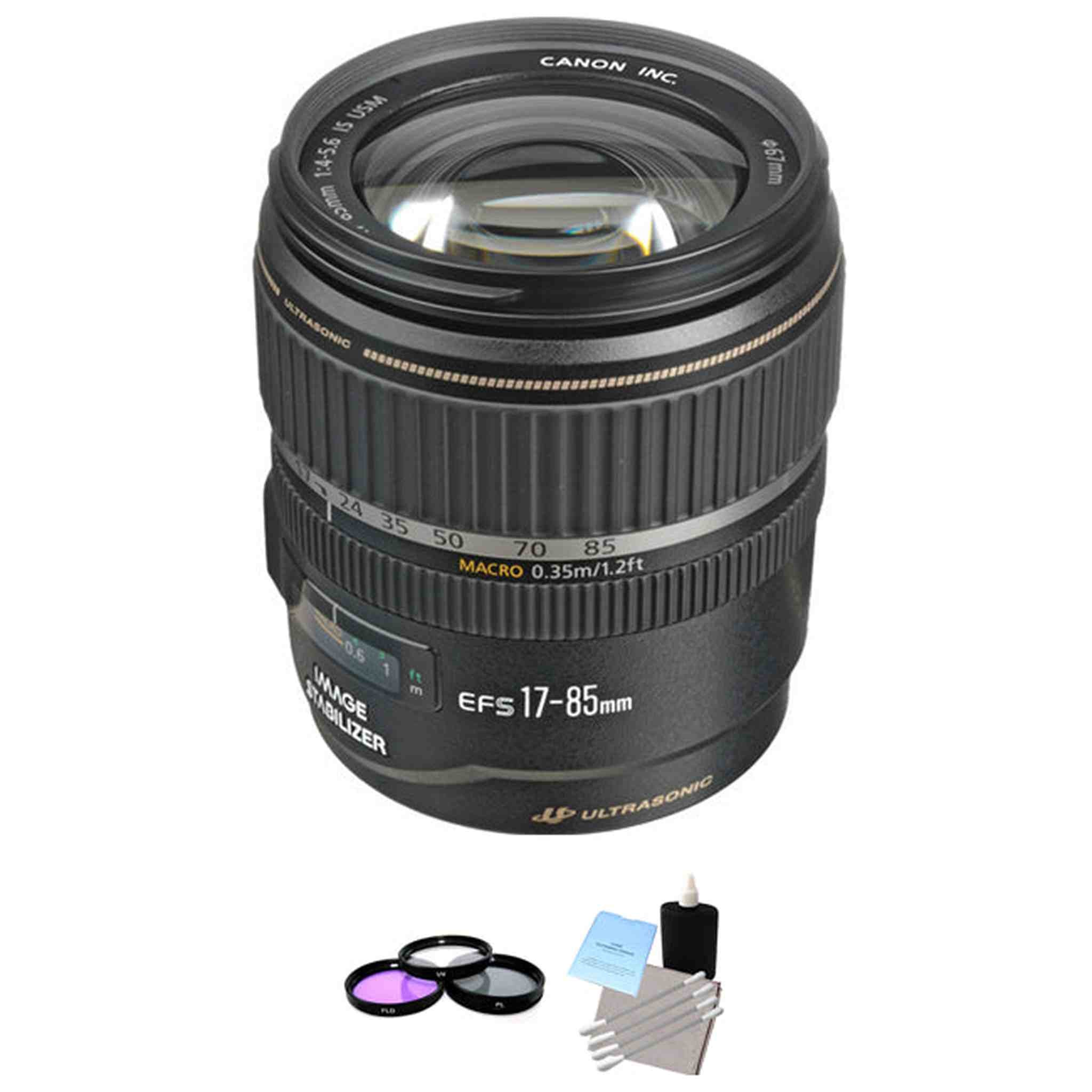 Canon EF-S 17-85mm F/4.0-5.6 IS USM Lens + UV Kit & Cleaning Kit Bundle Canon