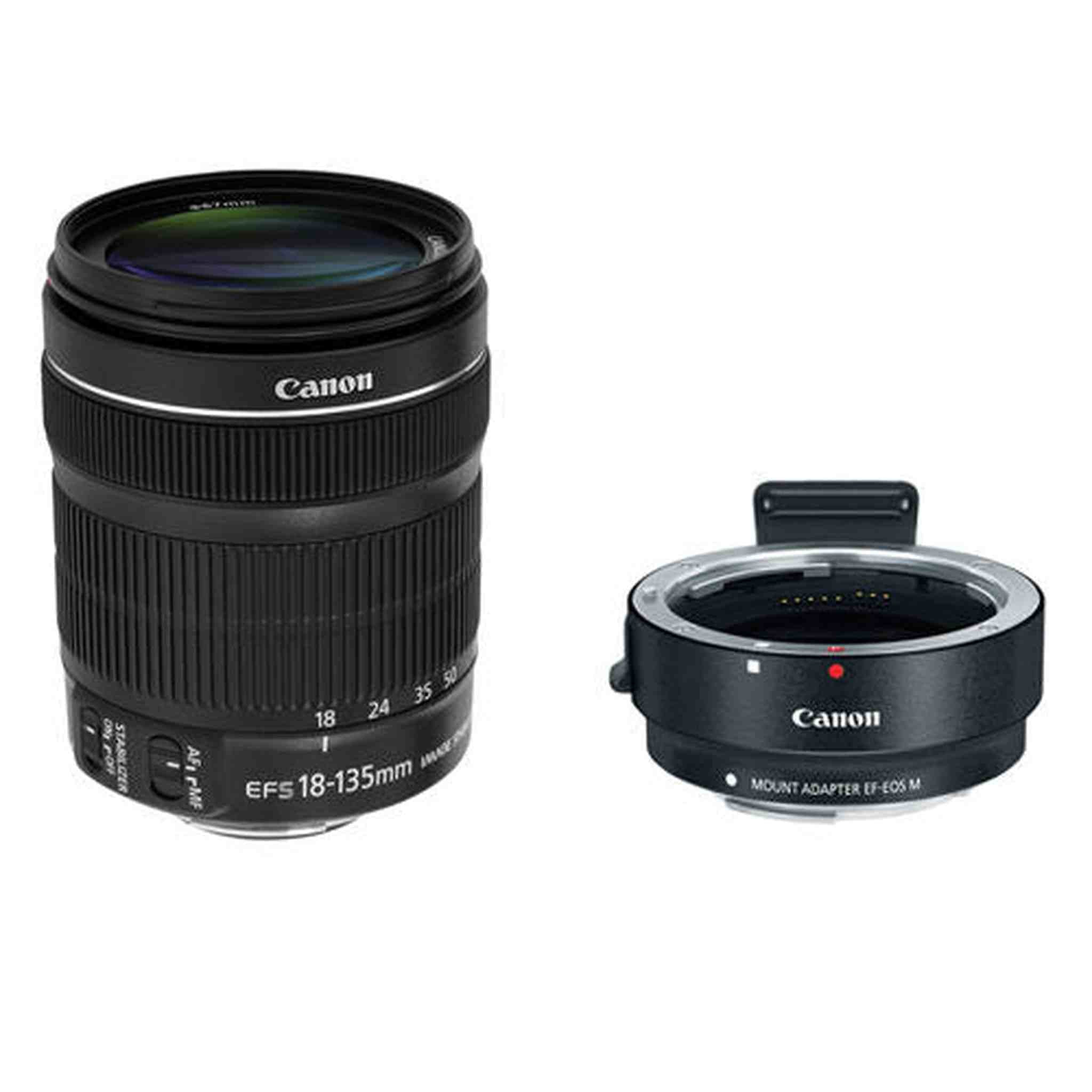 Canon EF-S 18-135mm f/3.5-5.6 IS STM Lens w/EF-M Adapter For EF/EF-S Lenses Bundle Canon