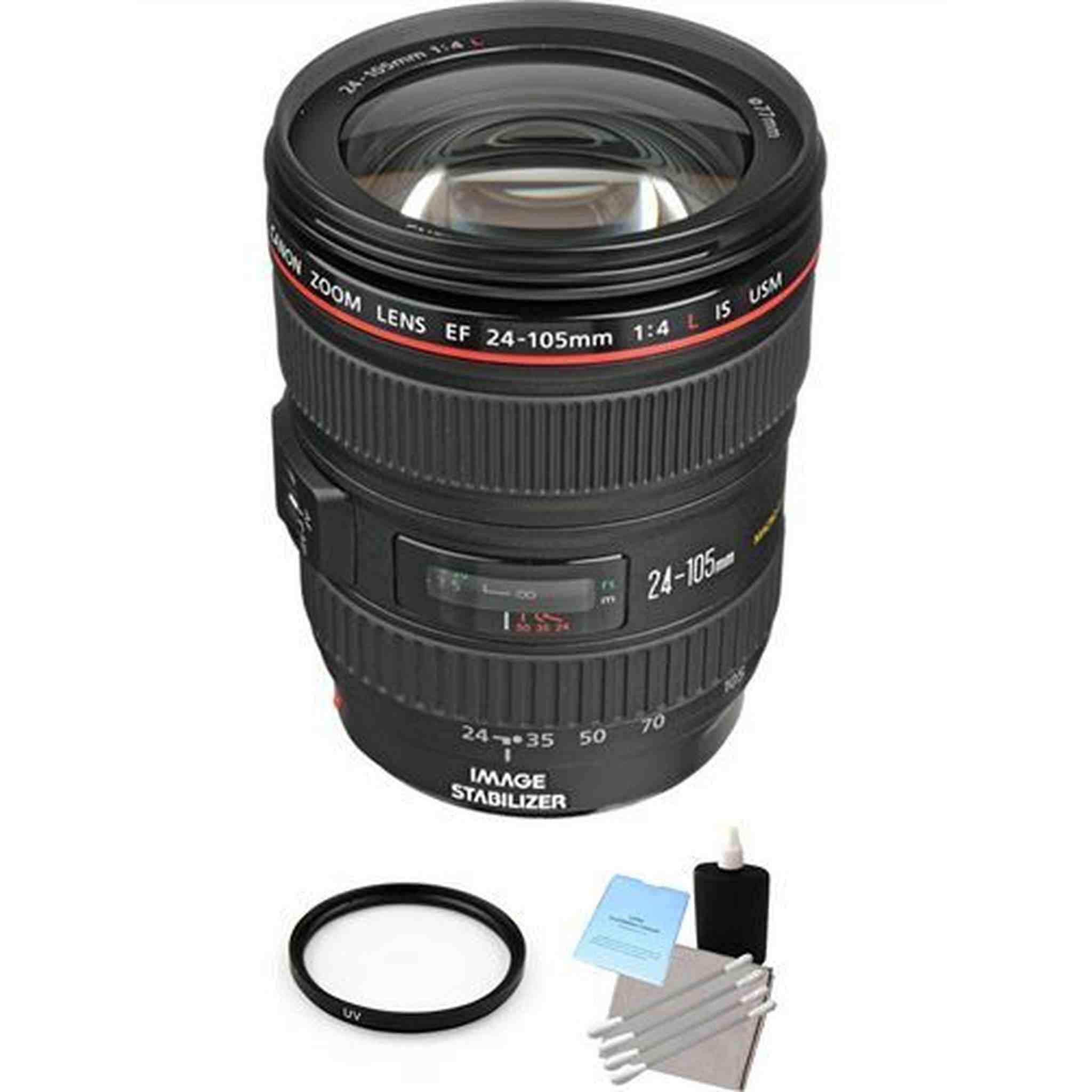 Canon EF 24-105mm f/4L IS USM Autofocus Lens + UV Filter & Lens Cleaning Kit Bundle Canon