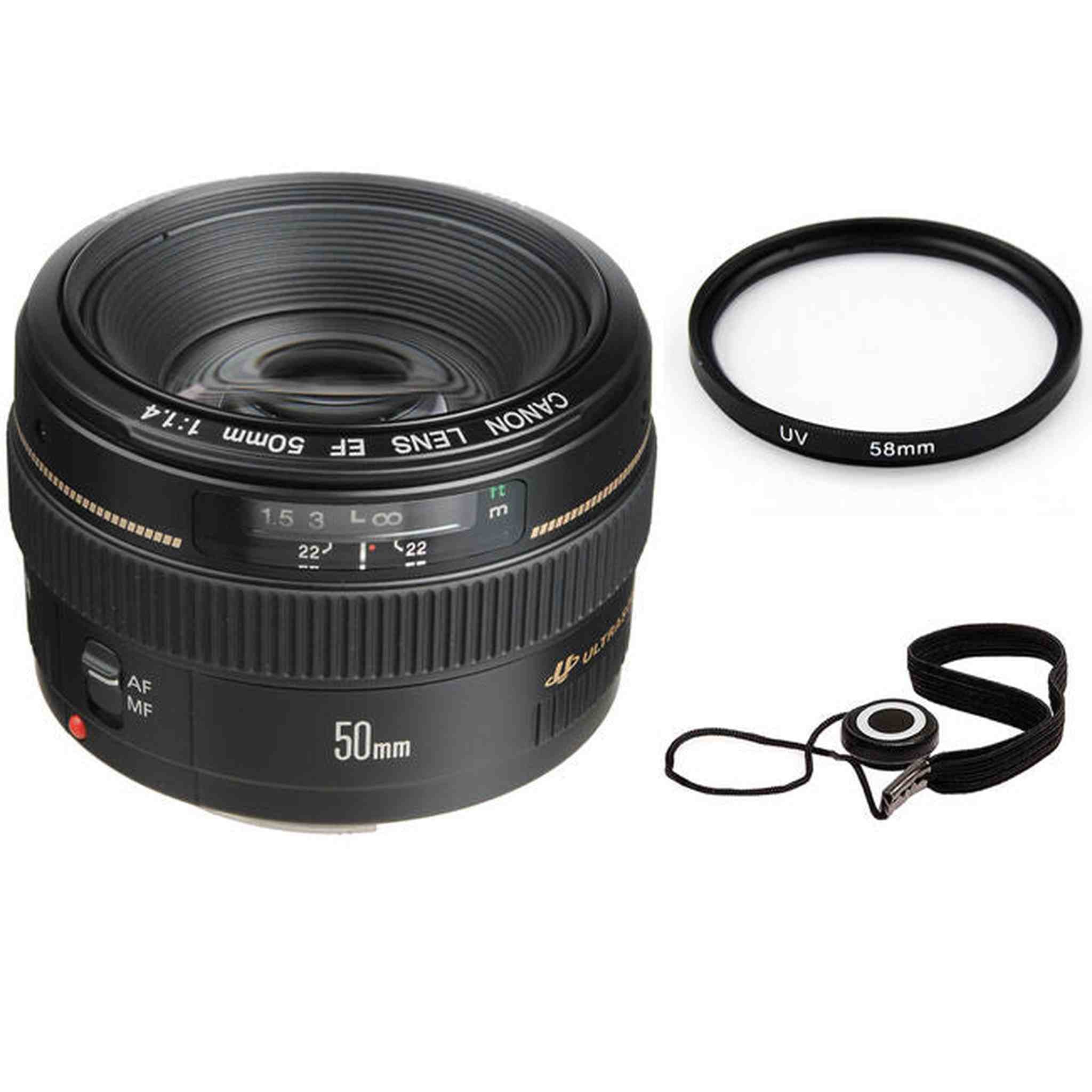 Canon EF 50mm f/1.4 USM Autofocus Lens Bundle Canon