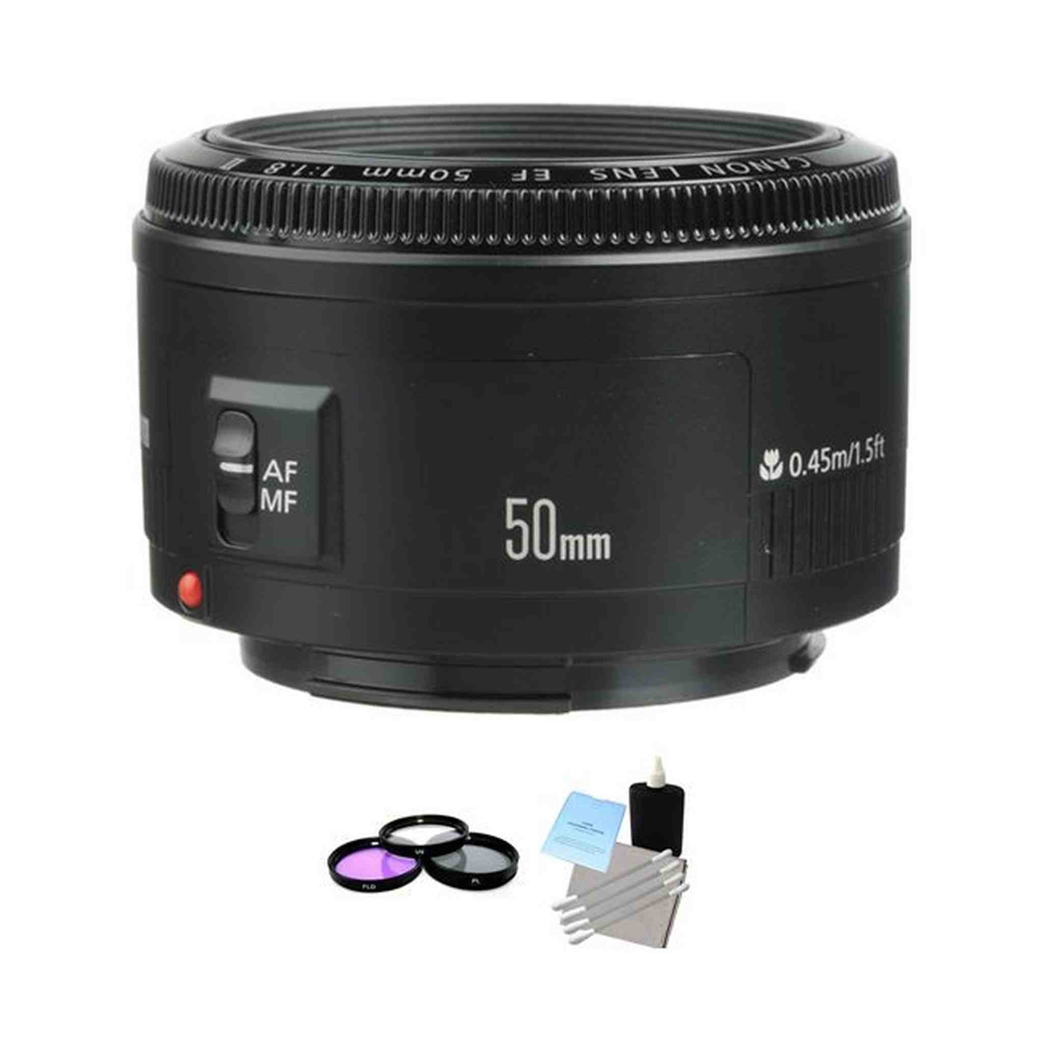 Canon EF 50mm f/1.8 II Autofocus Lens + UV Kit & Cleaning Kit Canon