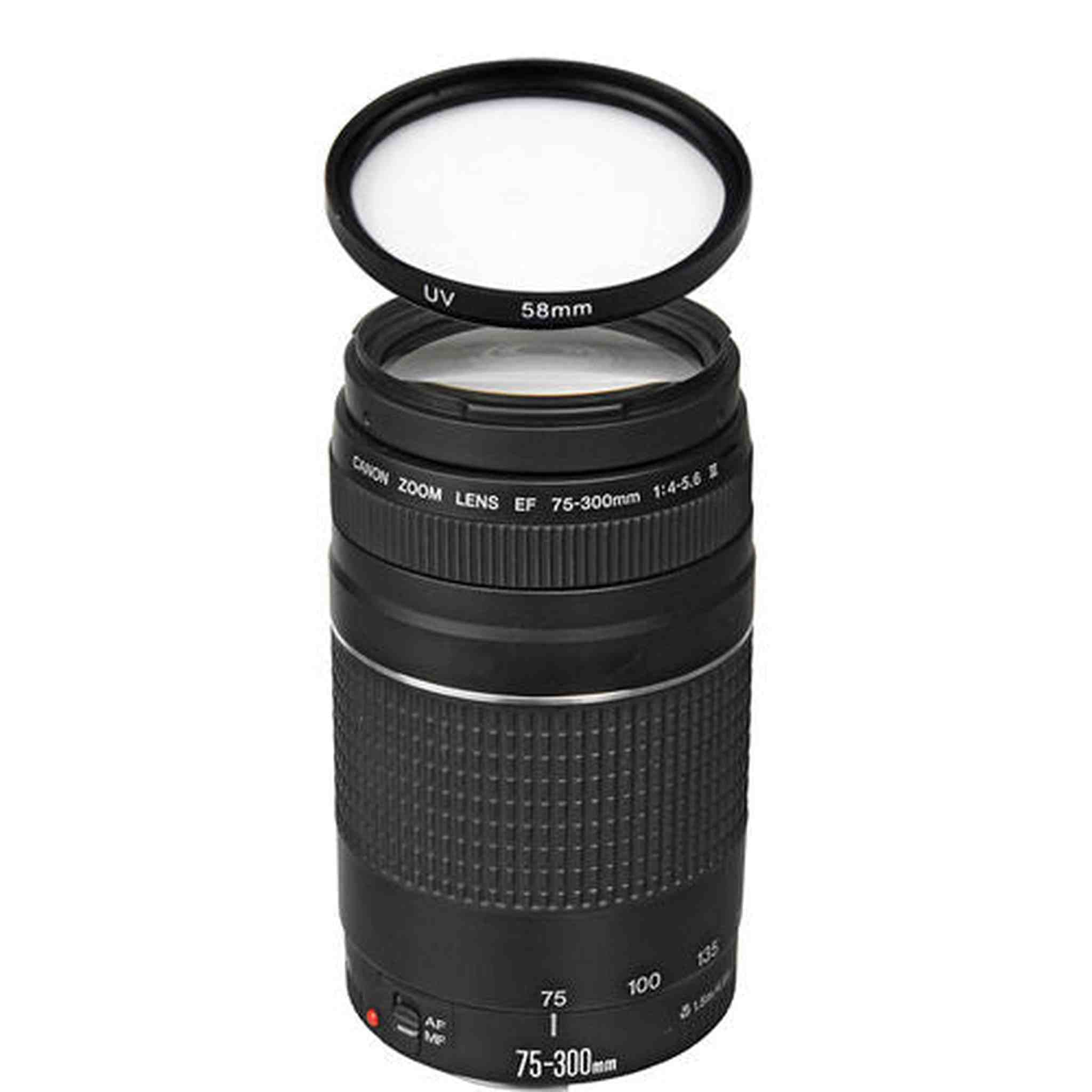 Canon EF 75-300mm f/4.0-5.6 III Autofocus Lens w/58mm UV Filter Bundle Canon