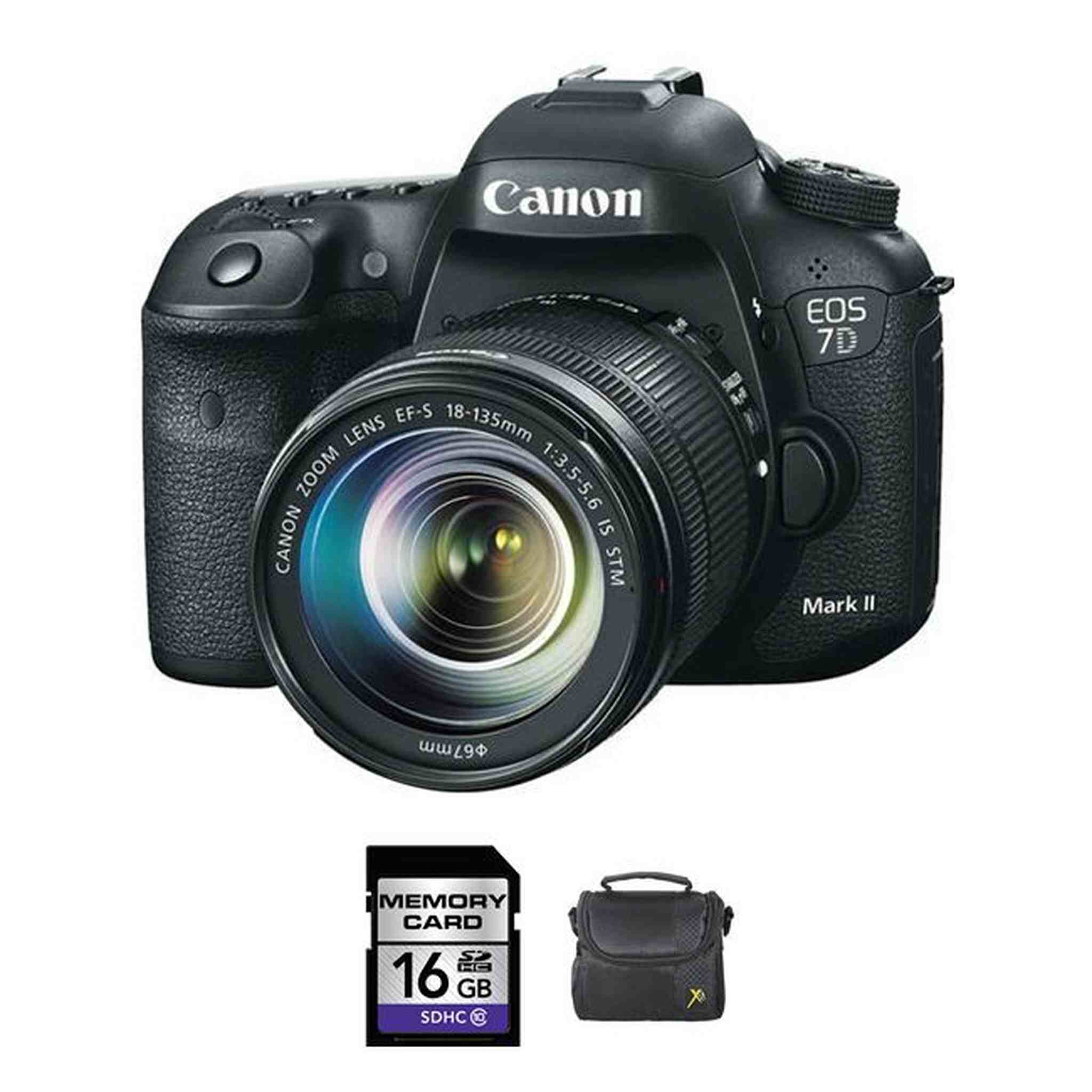 Canon EOS 7D Mark II DSLR Camera w/18-135mm Lens + 16GB & Case Bundle Canon