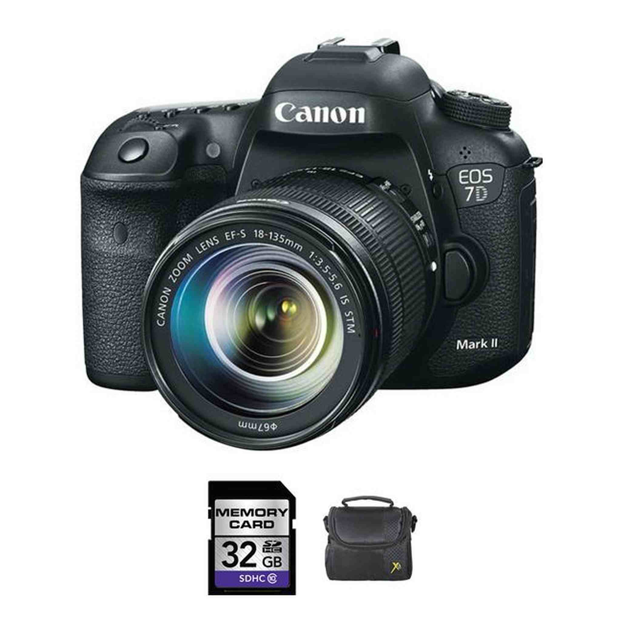 Canon EOS 7D Mark II DSLR Camera w/18-135mm Lens + 32GB & Case Bundle Canon