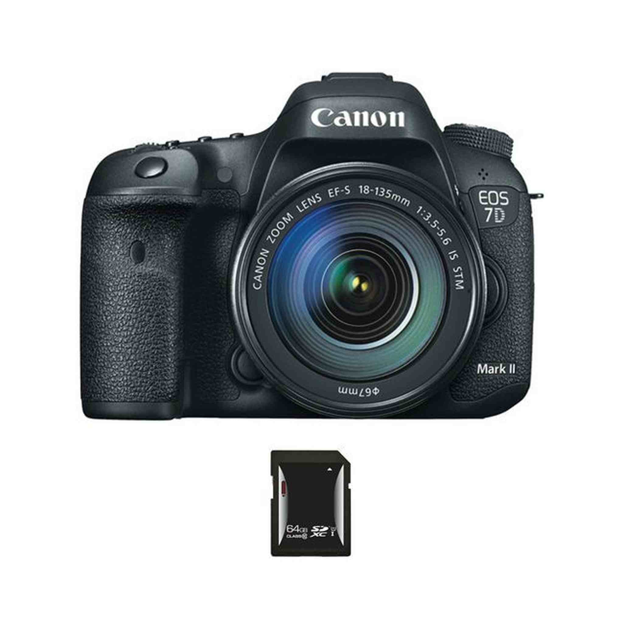 Canon EOS 7D Mark II DSLR Camera w/18-135mm Lens & 64GB SDXC Card Bundle Canon