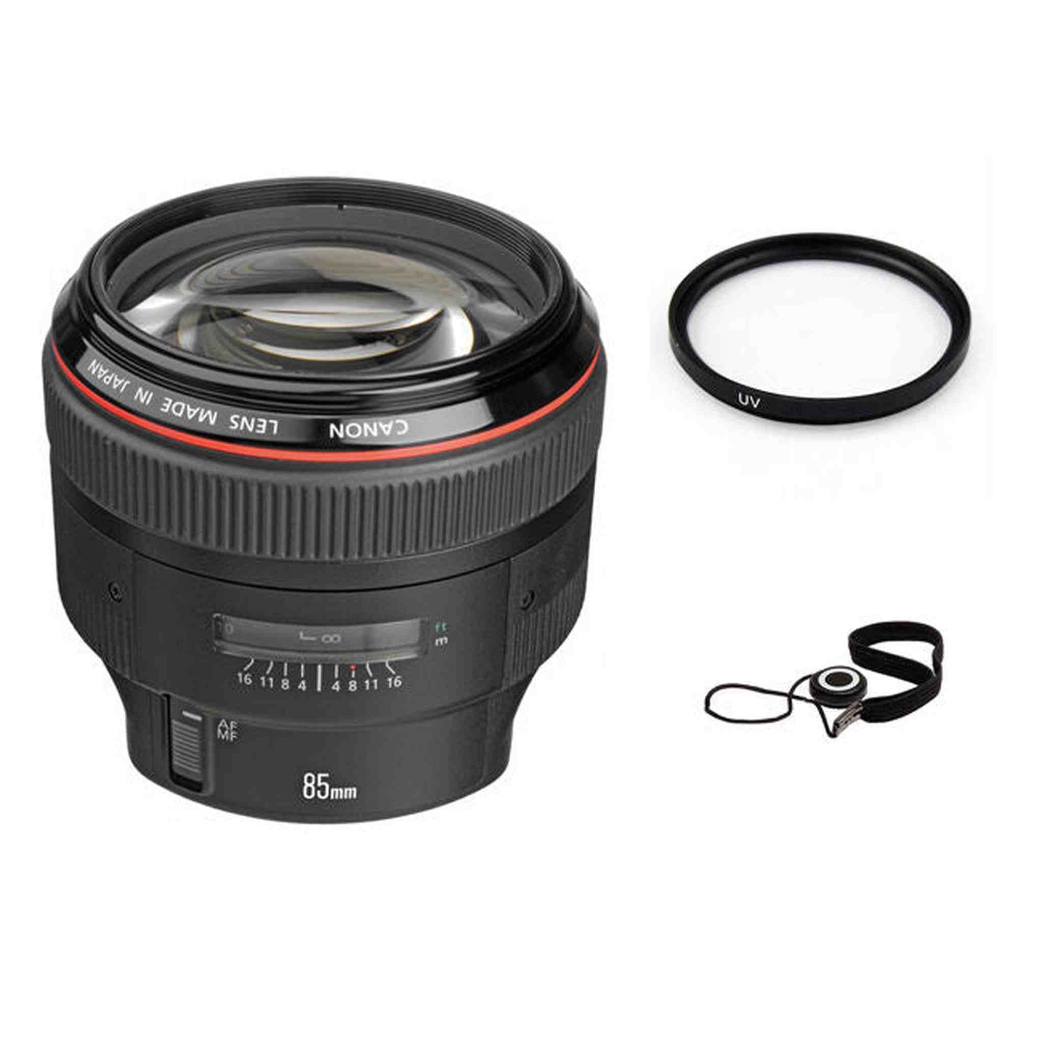 Canon EF 85mm f/1.2L II USM Lens w/UV Filter & Lens Cap Keeper Bundle Canon