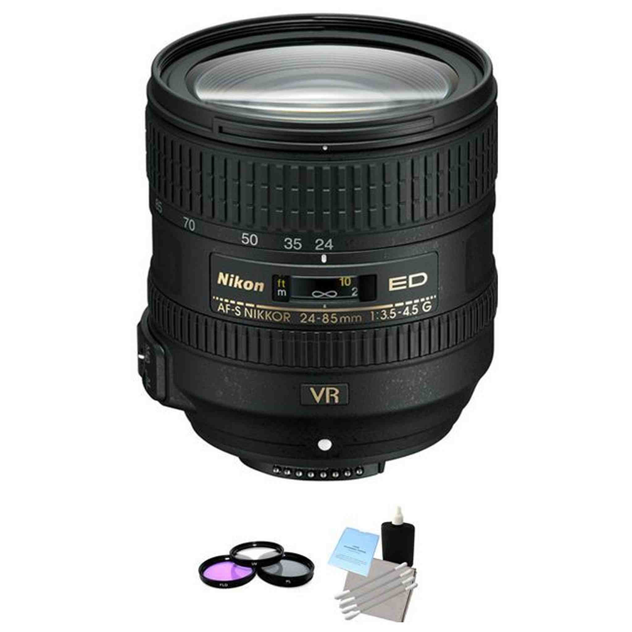 Nikon AF-S NIKKOR 24-85mm f/3.5-4.5G ED VR Lens + UV Kit & Cleaning Kit Starter Bundle Nikon