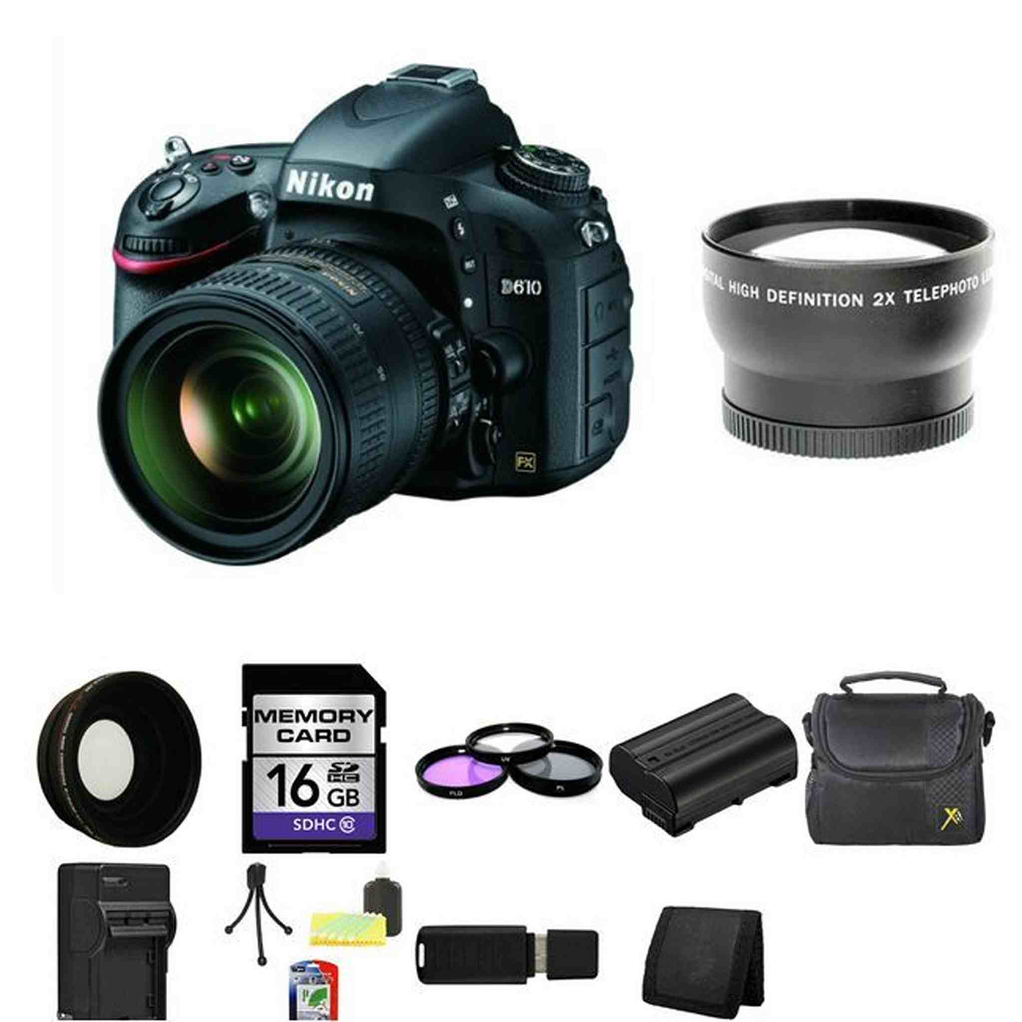 Nikon D610 Digital SLR Camera w/24-85mm 16GB Pro Bundle Nikon