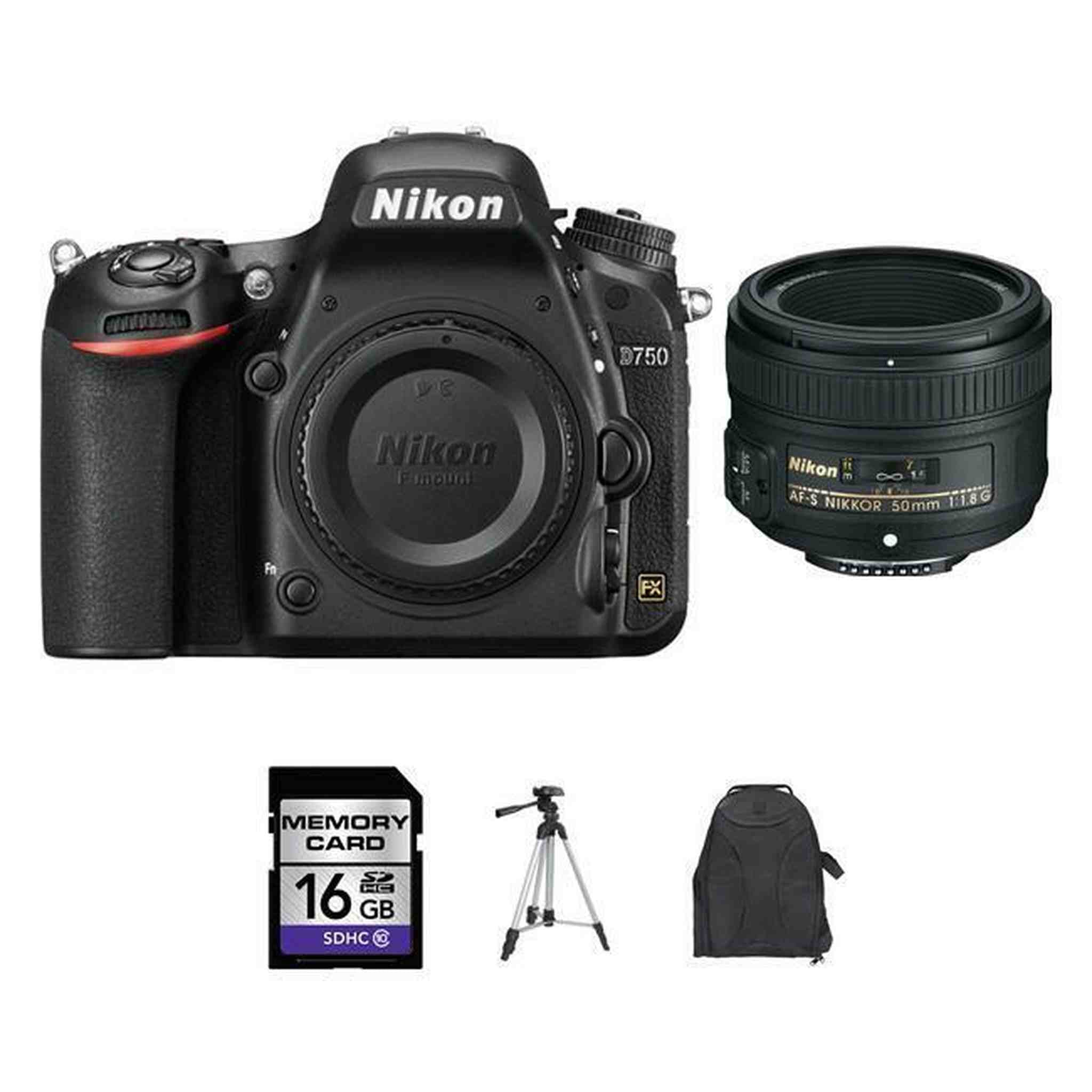 Nikon D750 DSLR Camera w/50mm Lens 16GB Bundle Nikon