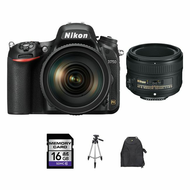 Nikon D750 DSLR Camera w/24-120mm & 50mm Lenses 16GB Bundle Nikon