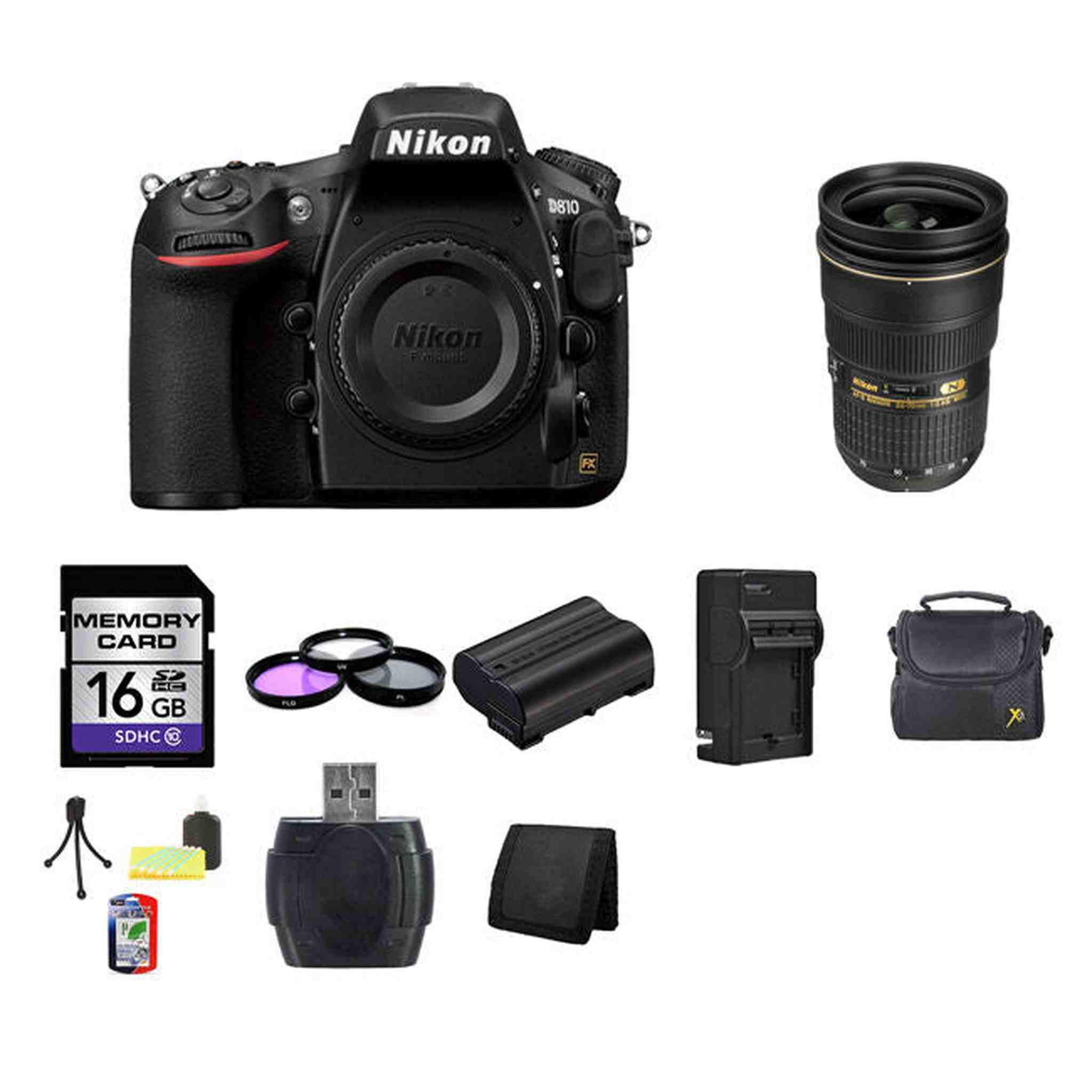 Nikon D810 Digital SLR Camera w/24-70mm Lens 16GB Bundle Nikon