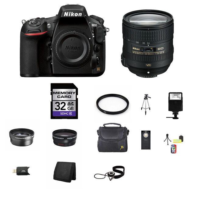 Nikon D810 Digital SLR Camera w/24-85mm Lens 32GB Best Value Bundle Nikon