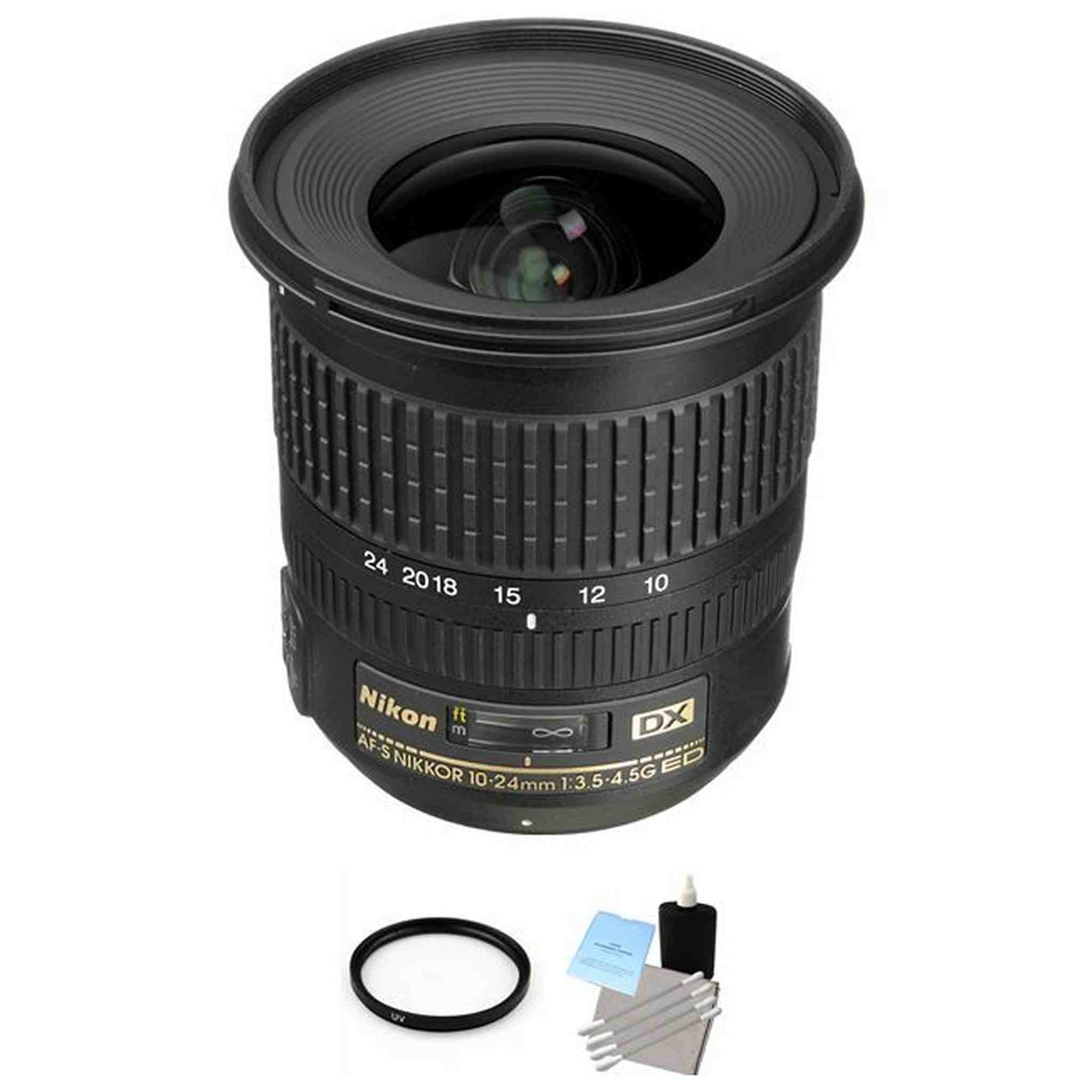 Nikon 10-24mm f/3.5-4.5G ED AF-S DX Zoom-Nikkor Lens + UV Filter & Cleaning Kit Base Bundle Nikon