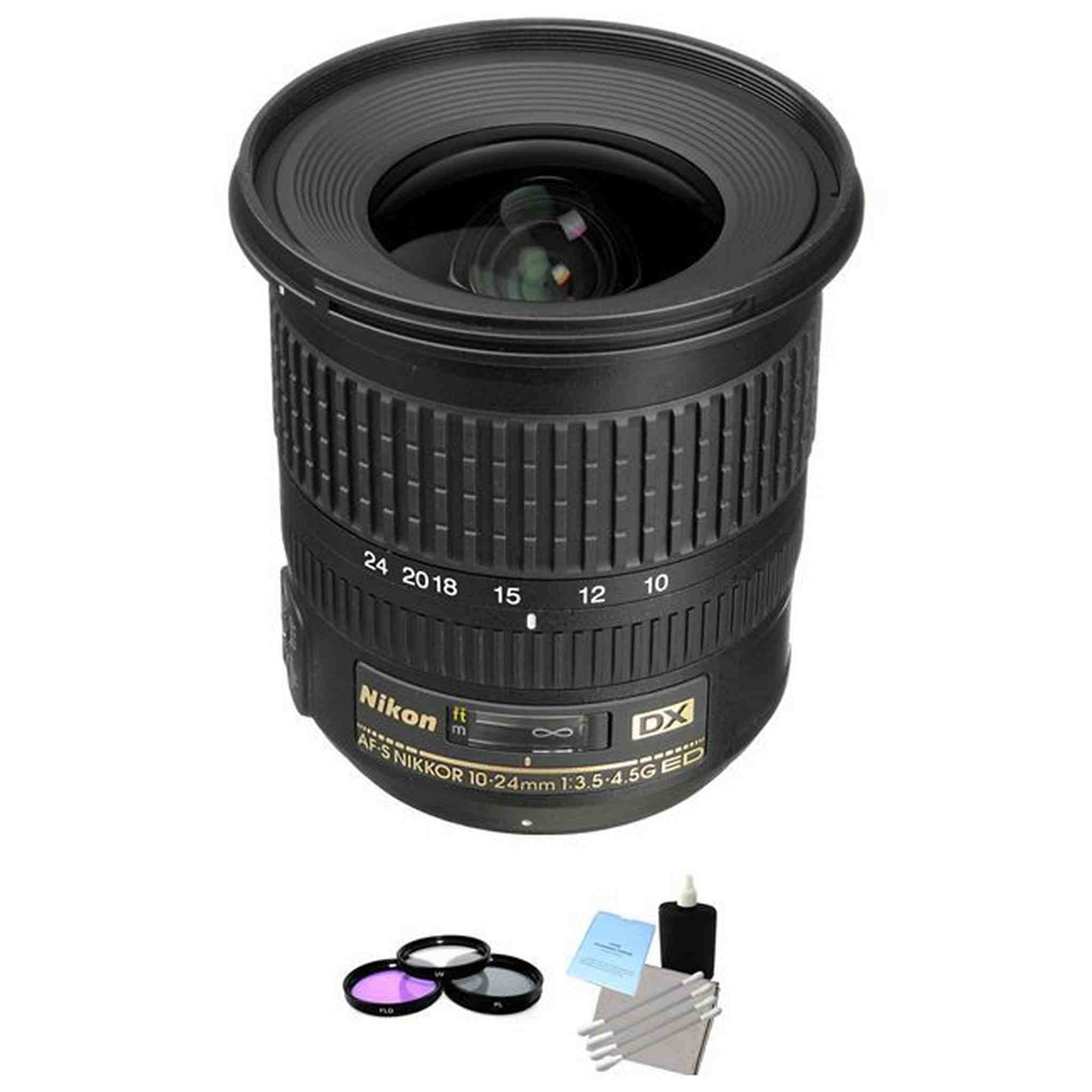 Nikon 10-24mm f/3.5-4.5G ED AF-S DX Zoom-Nikkor Lens + UV Kit & Cleaning Kit Starter Bundle Nikon