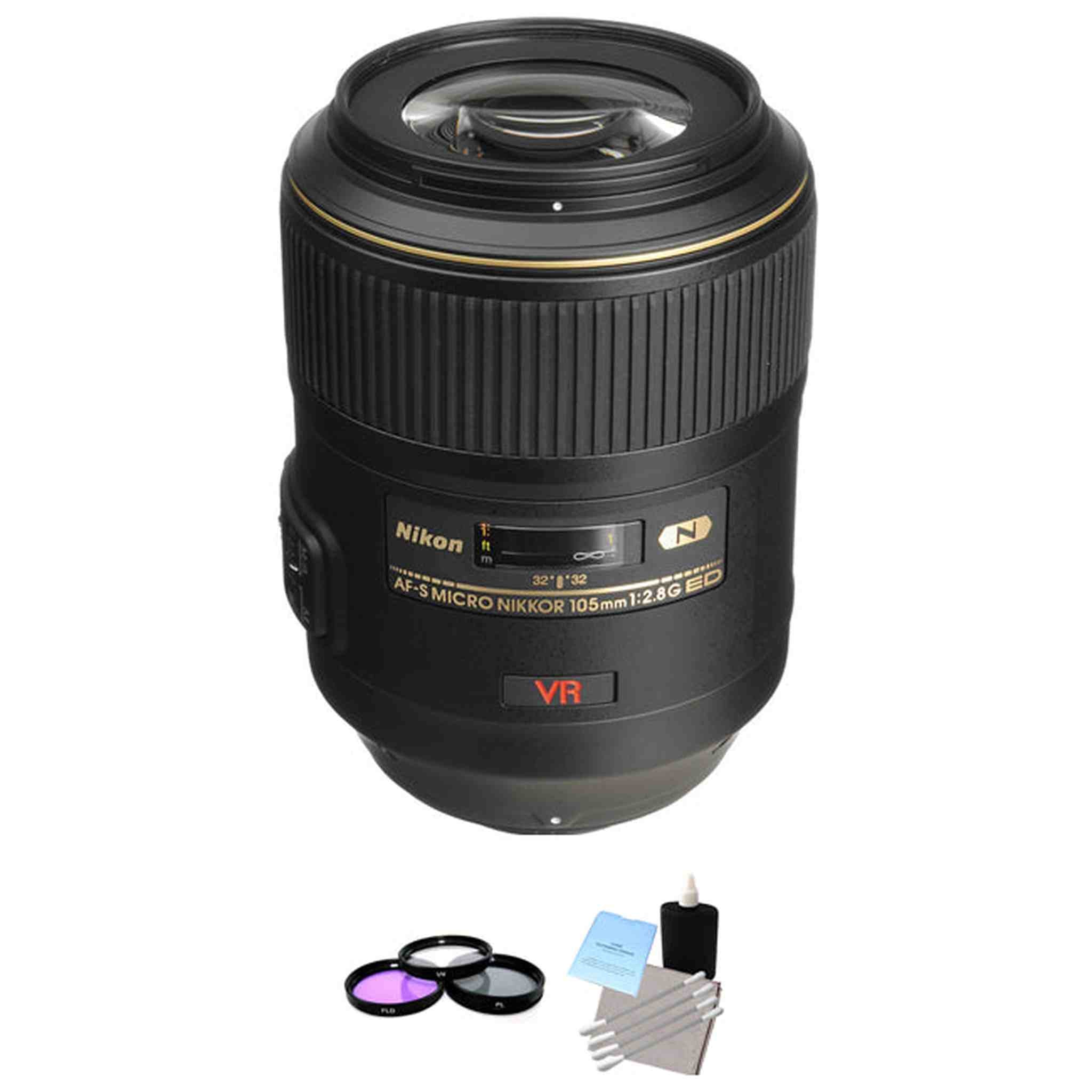 Nikon AF-S VR Micro-Nikkor 105mm f/2.8G IF-ED Lens + UV Kit & Cleaning Kit Bundle Nikon