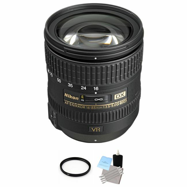 Nikon Nikkor AF-S 16-85mm F/3.5-5.6 ED DX G VR Lens + UV Filter & Cleaning Kit Bundle Nikon