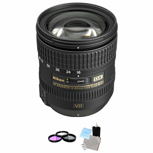 Nikon Nikkor AF-S 16-85mm F/3.5-5.6 ED DX G VR Lens + UV Kit & Cleaning Kit Bundle Nikon