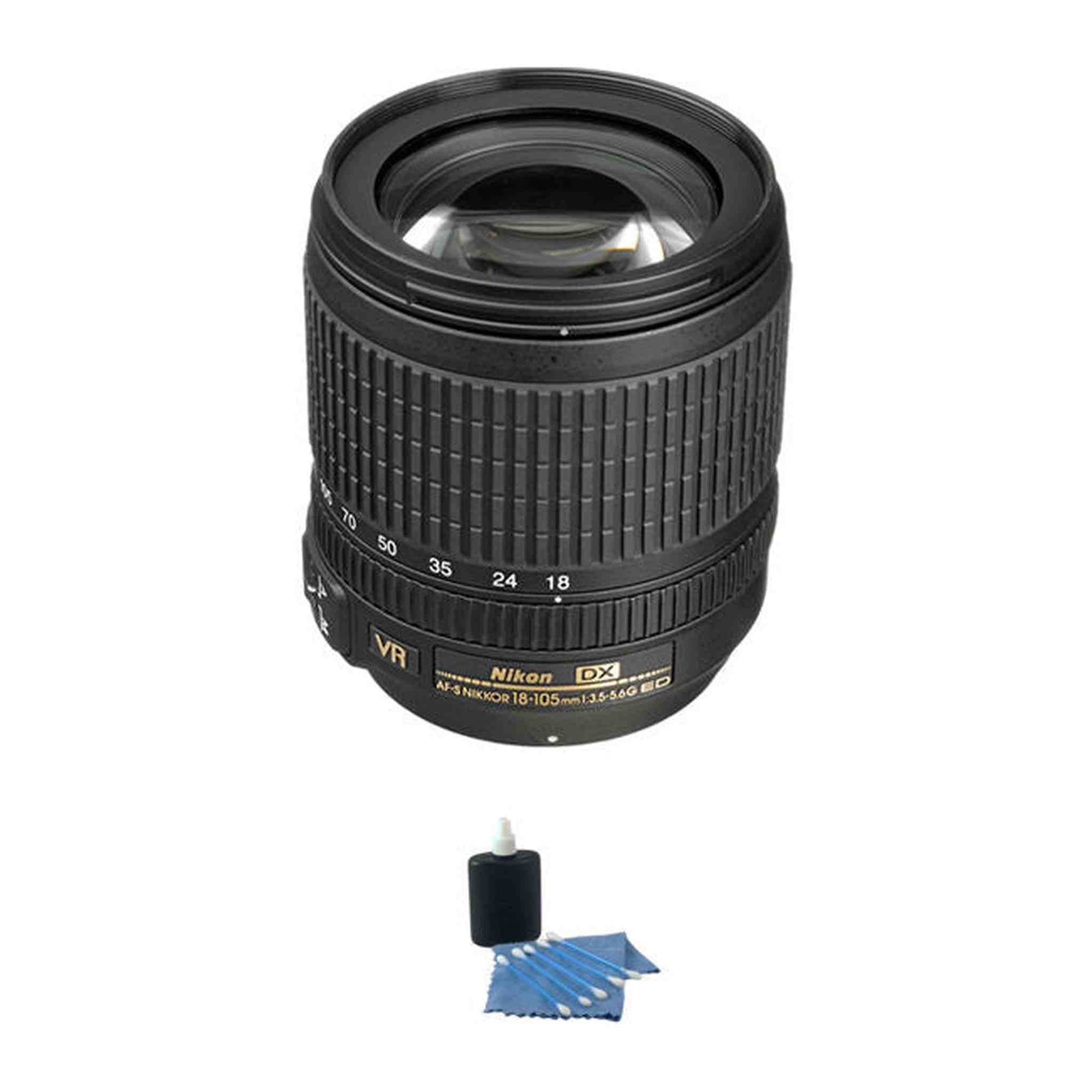 Nikon 18-105mm f/3.5-5.6G ED VR AF-S DX Nikkor Autofocus Lens w/Cleaning Kit Bundle Nikon