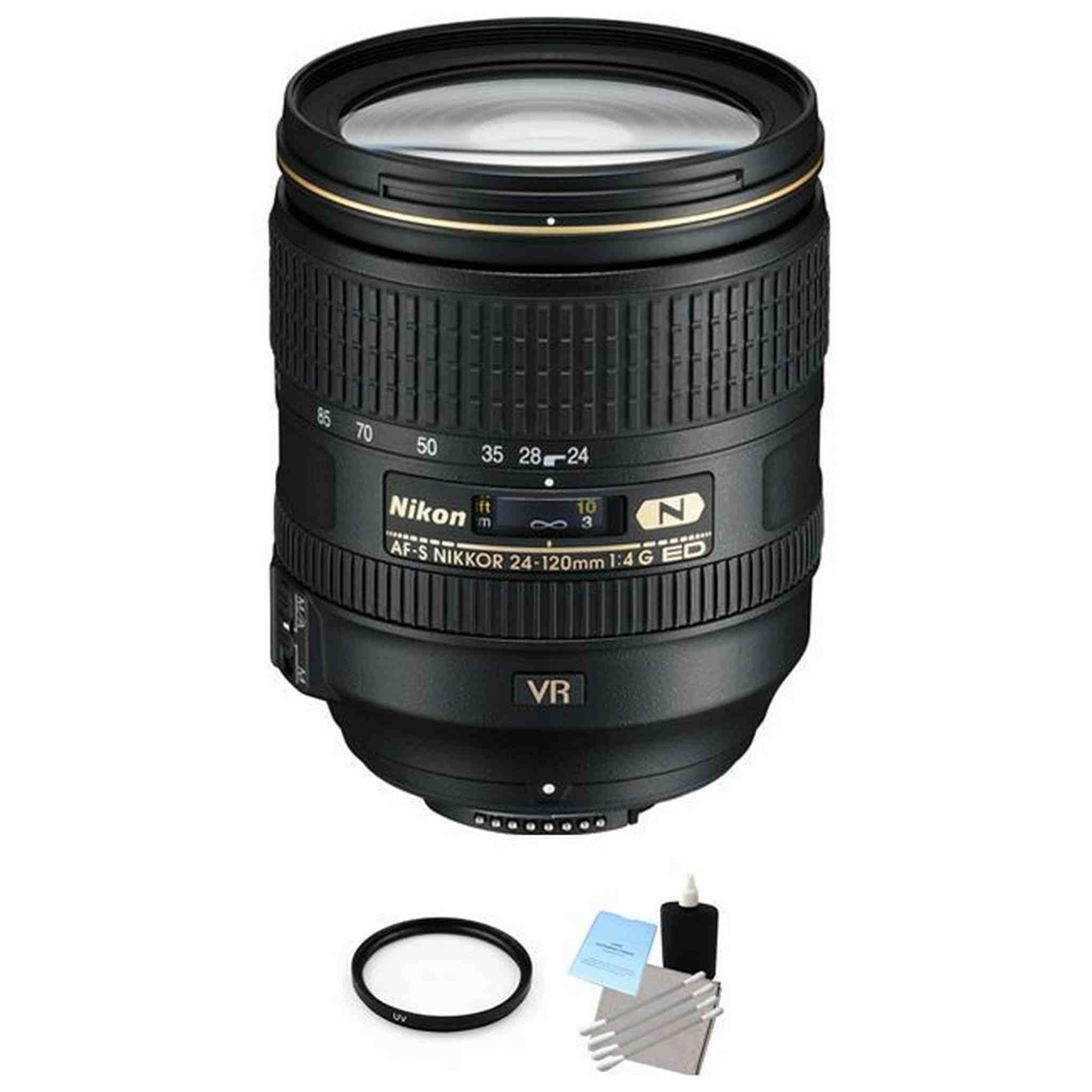 Nikon Nikkor AF-S 24-120 mm f/4G VR ED Lens + UV Filter & Cleaning Kit Base Bundle Nikon