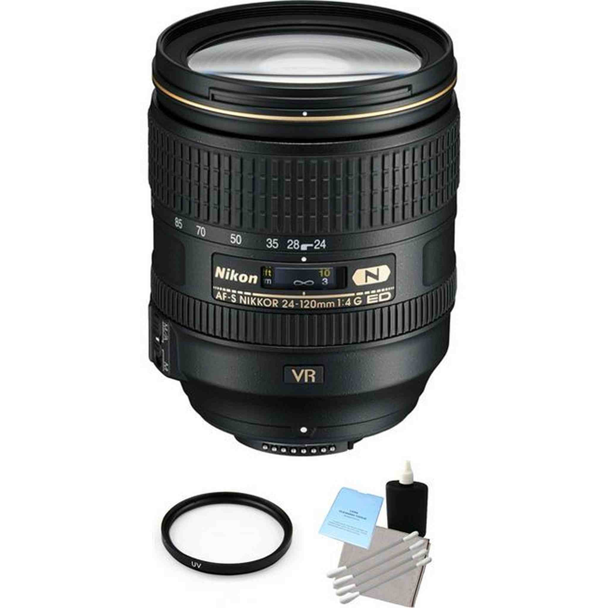 Nikon Nikkor AF-S 24-120mm F/4.0 VR ED G Lens + UV Filter & Cleaning Kit Bundle Nikon