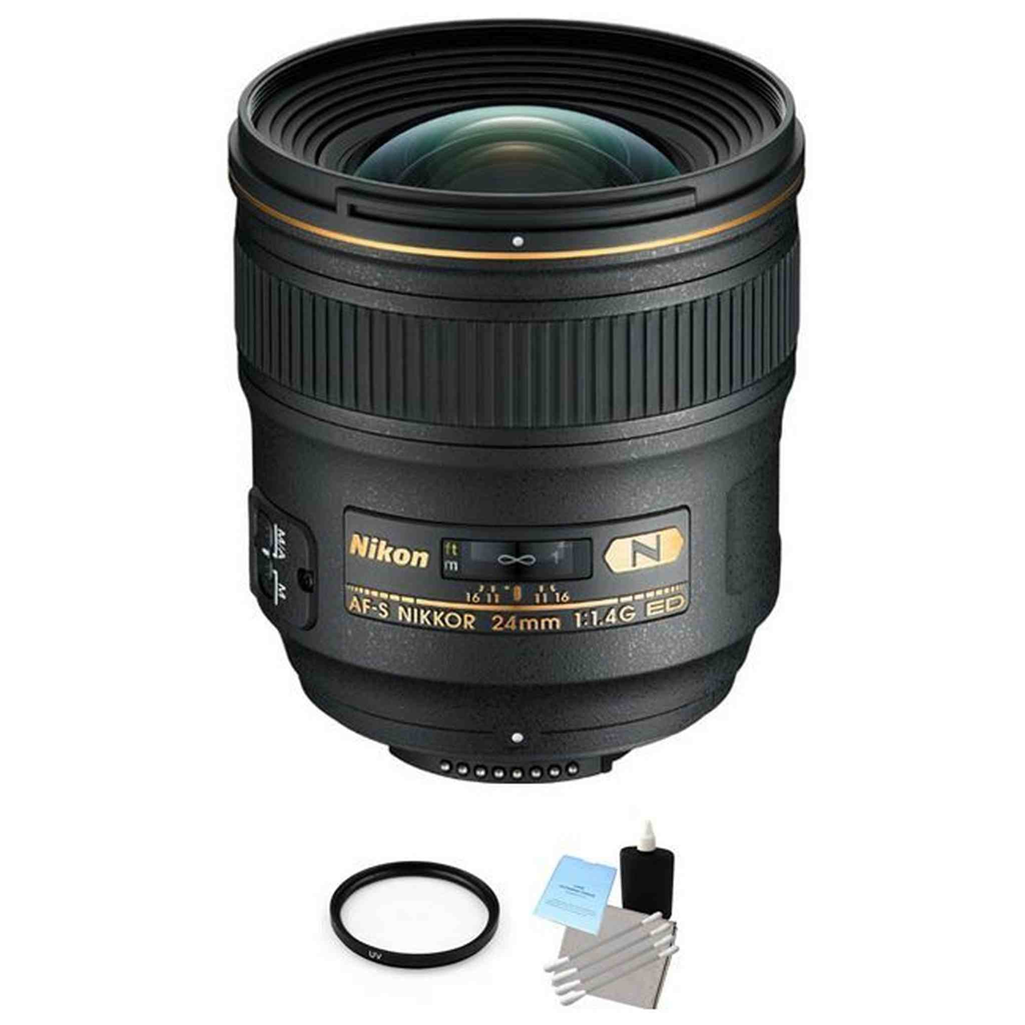 Nikon Nikkor AF-S 24mm F/1.4 ED G Lens + UV Filter & Cleaning Kit Nikon