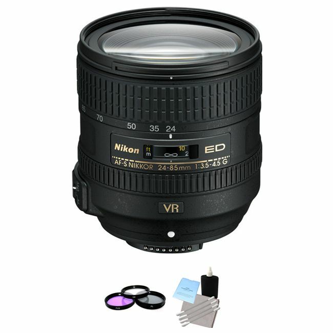 Nikon AF-S NIKKOR 24-85mm f/3.5-4.5G ED VR Lens + UV Kit & Cleaning Kit Nikon