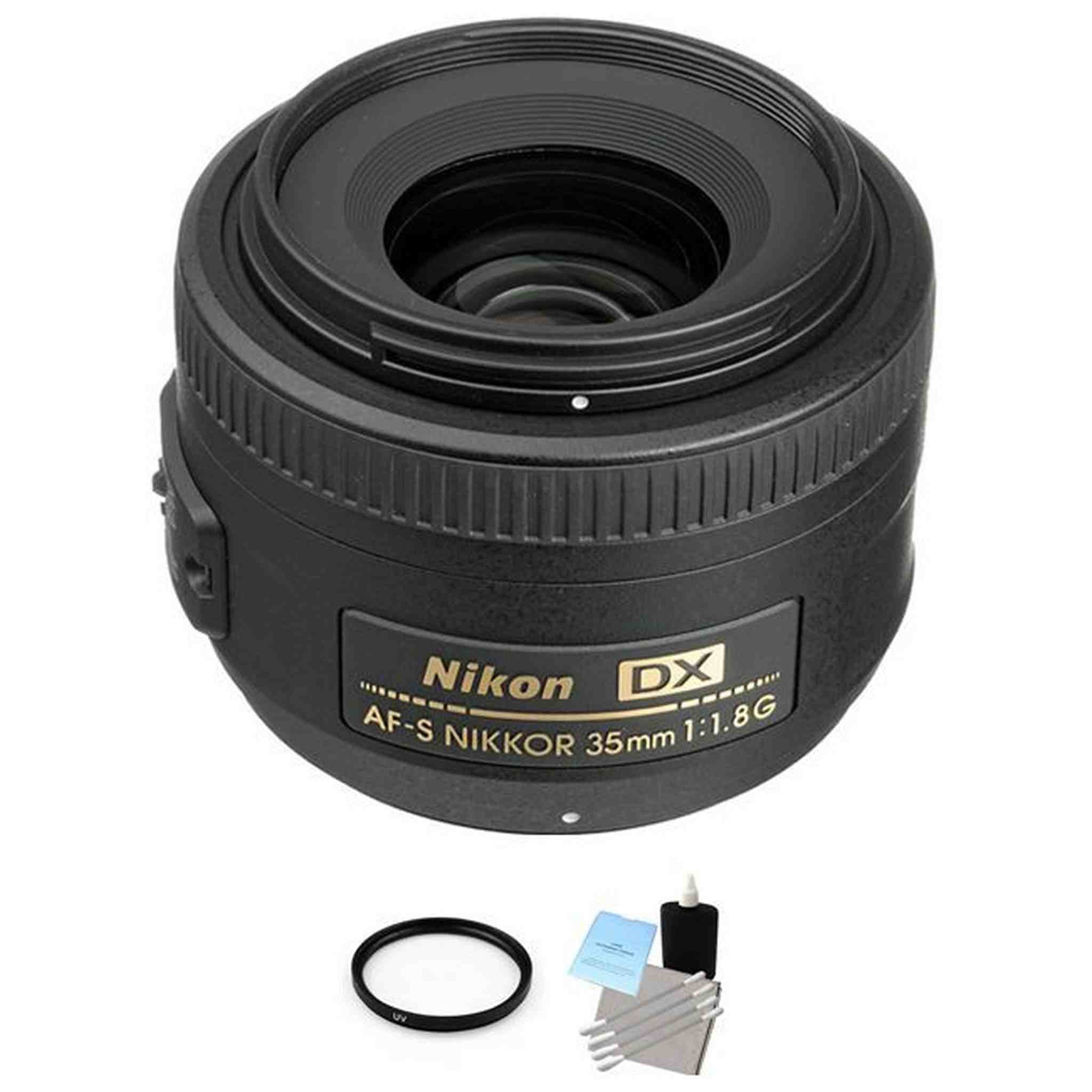 Nikon AF-S Nikkor 35mm f/1.8G DX Lens + UV Filter & Cleaning Kit Bundle Nikon