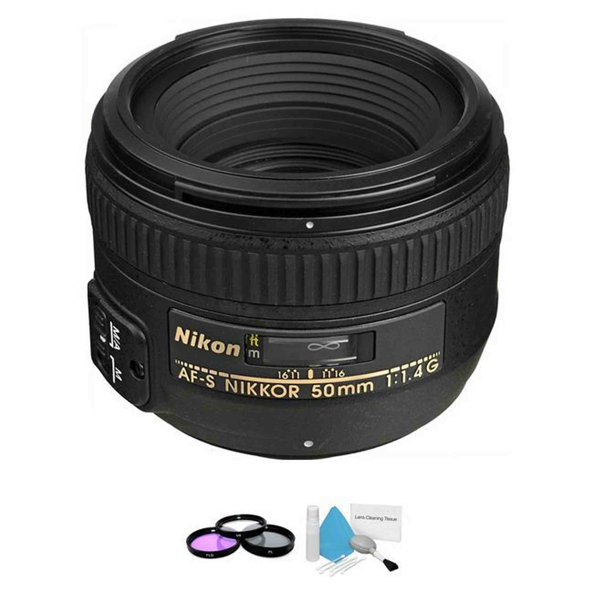 Nikon AF-S Nikkor 50mm f/1.4G Autofocus Lens + UV Kit& Cleaning Kit Starter Bundle Nikon