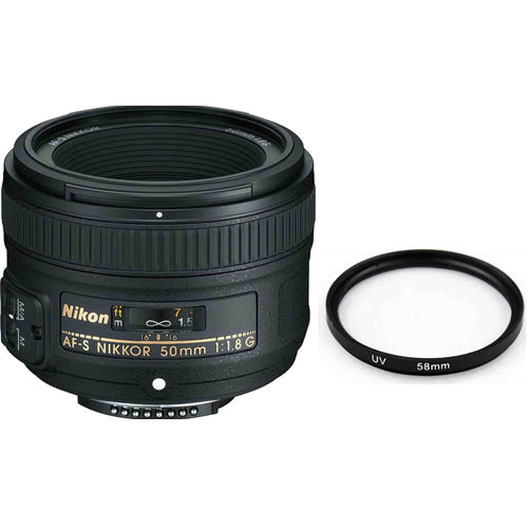 Nikon AF-S NIKKOR 50mm f/1.8G Lens w/58mm UV Filter Bundle Nikon