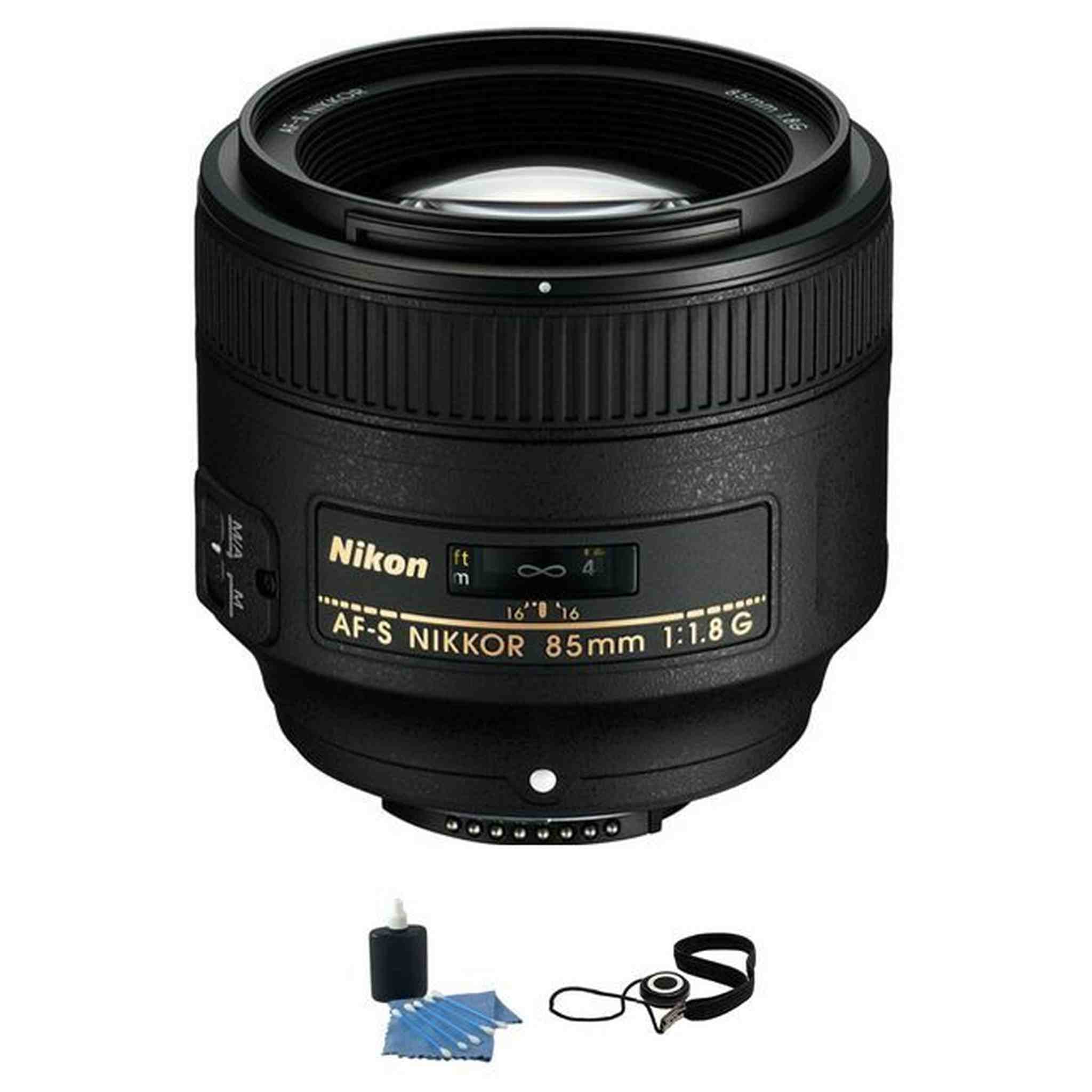 Nikon AF-S NIKKOR 85mm f/1.8G Lens w/Cleaning Kit & Cap Keeper Bundle Nikon