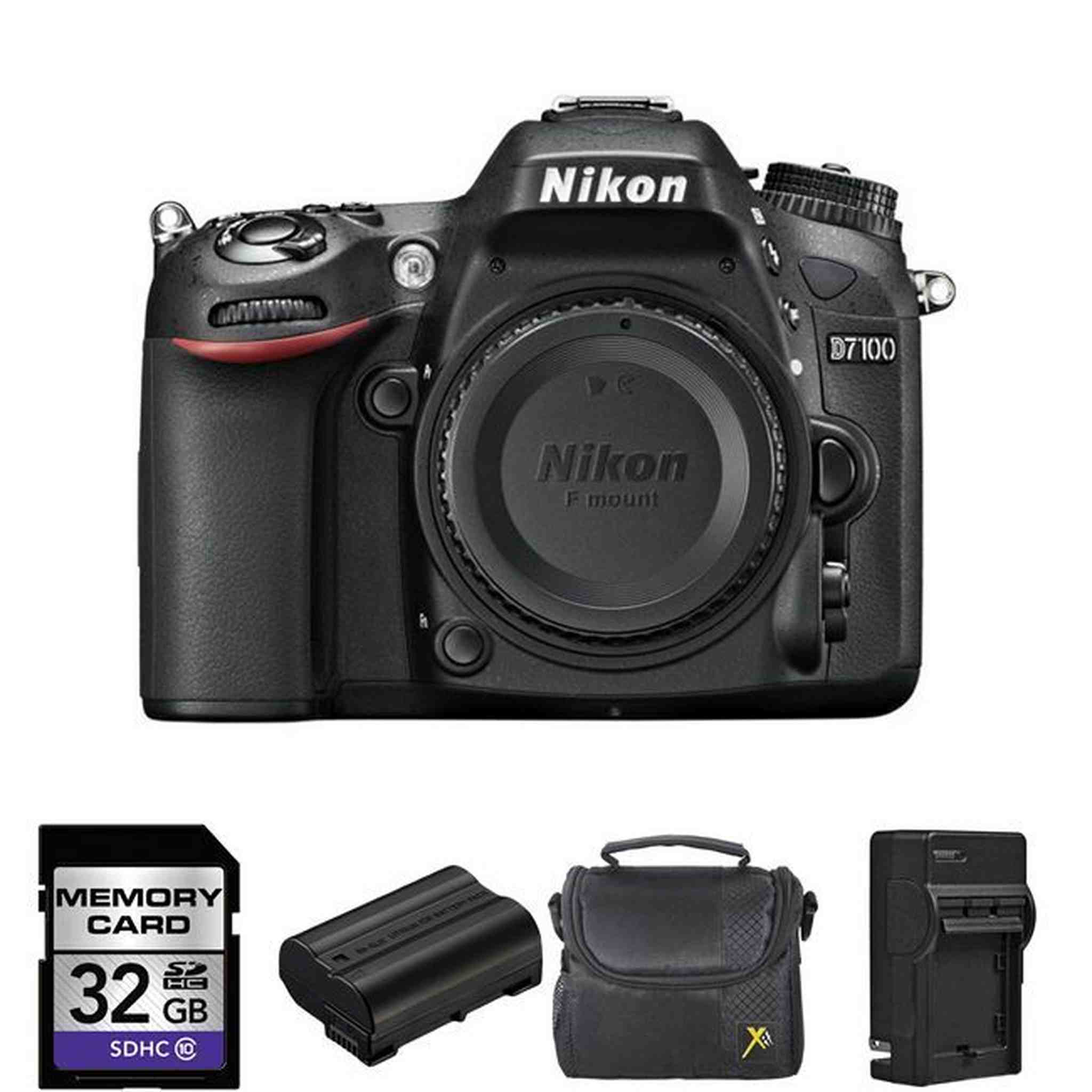 Nikon D7100 24.1 MP Digital SLR Camera Body + 2 Batteries, 32GB Bundle Nikon