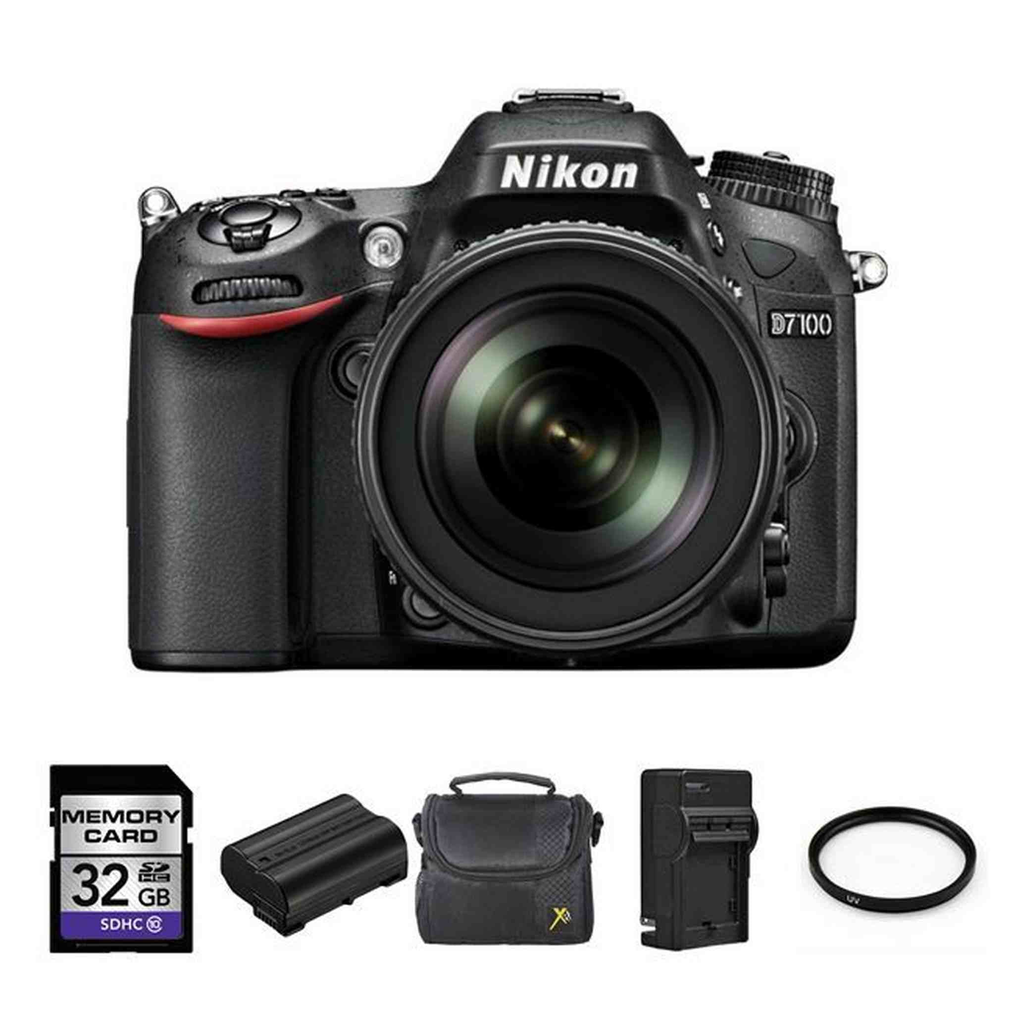 Nikon D7100 24.1 MP Digital SLR Camera w/18-105mm + 2 Batteries, 32GB Bundle Nikon