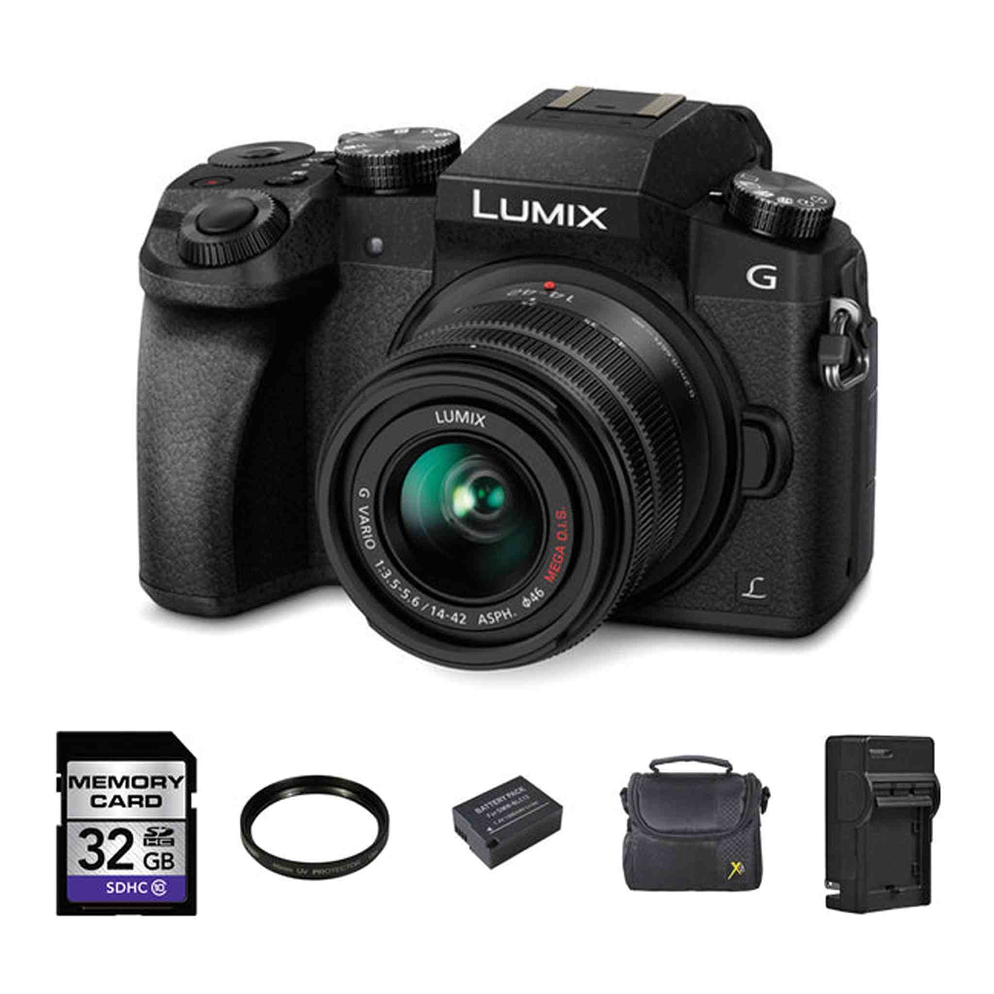 Panasonic DMC-G7 Mirrorless Camera w/14-42mm Lens + 2 Batteries, 32GB & More Bundle Panasonic