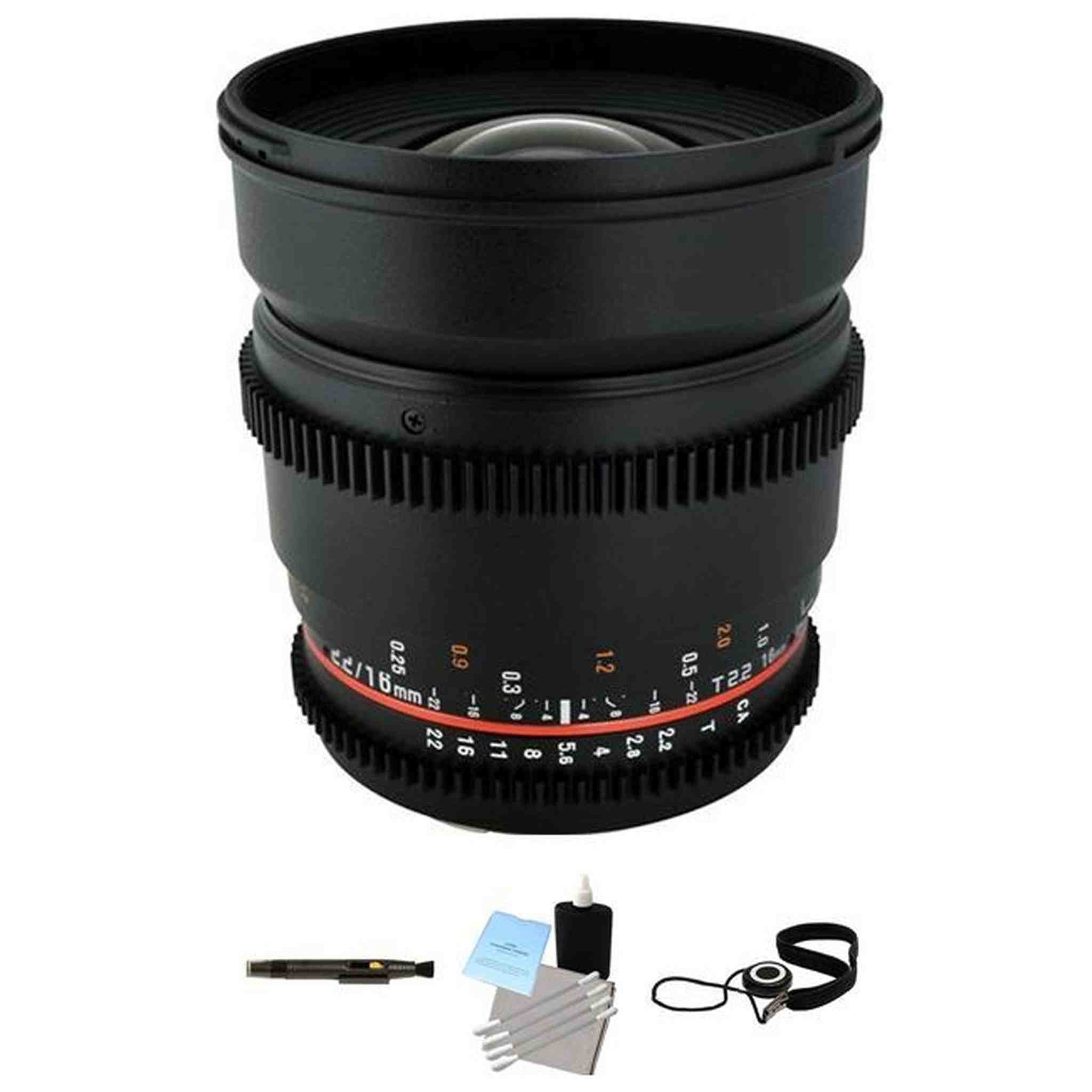 Rokinon 16mm T2.2 Cine Lens for Nikon F Bundle Rokinon