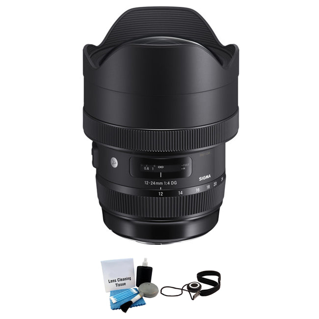 Sigma 12-24mm f/4 DG HSM Art Lens for Nikon F + Cleaning Kit & Cap Keeper Bundle Sigma