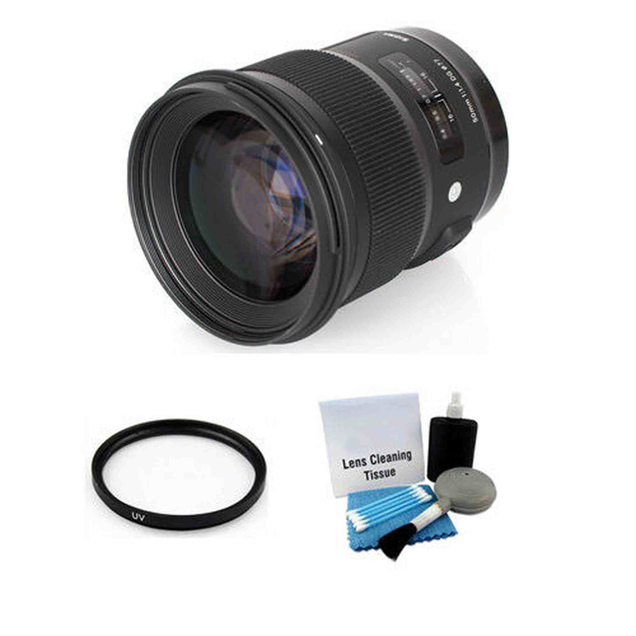 Sigma 50mm f/1.4 DG HSM Art Lens for Nikon F + UV Filter & Cleaning Kit Bundle Sigma