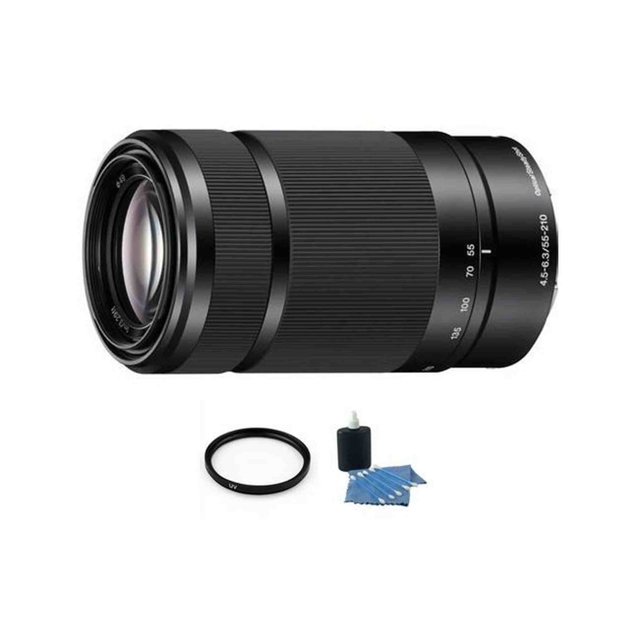 Sony E 55-210mm f/4.5-6.3 OSS E-Mount Lens - Black + UV Filter & Cleaning Kit Sony