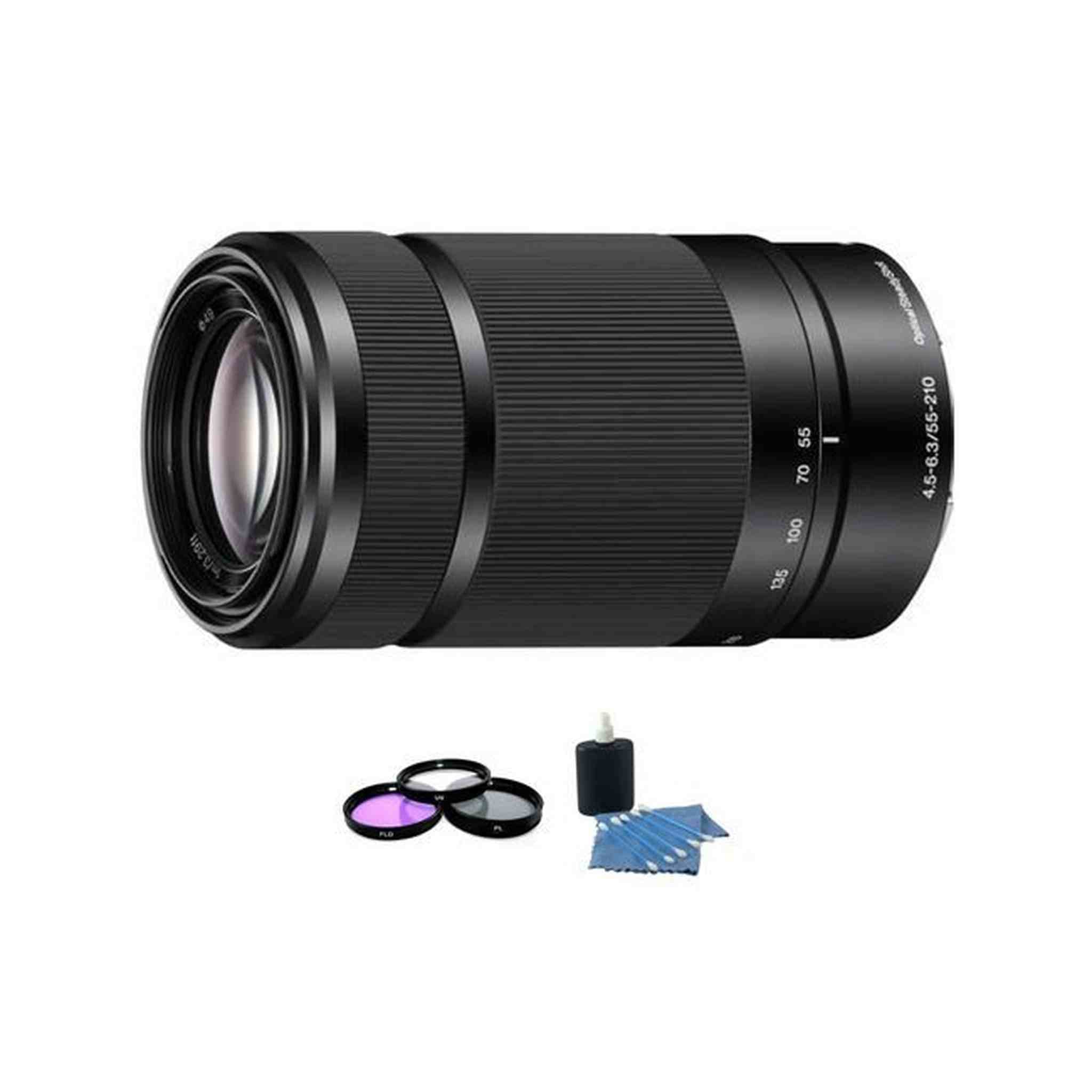 Sony E 55-210mm f/4.5-6.3 OSS E-Mount Lens - Black + UV Kit & Cleaning Kit Sony