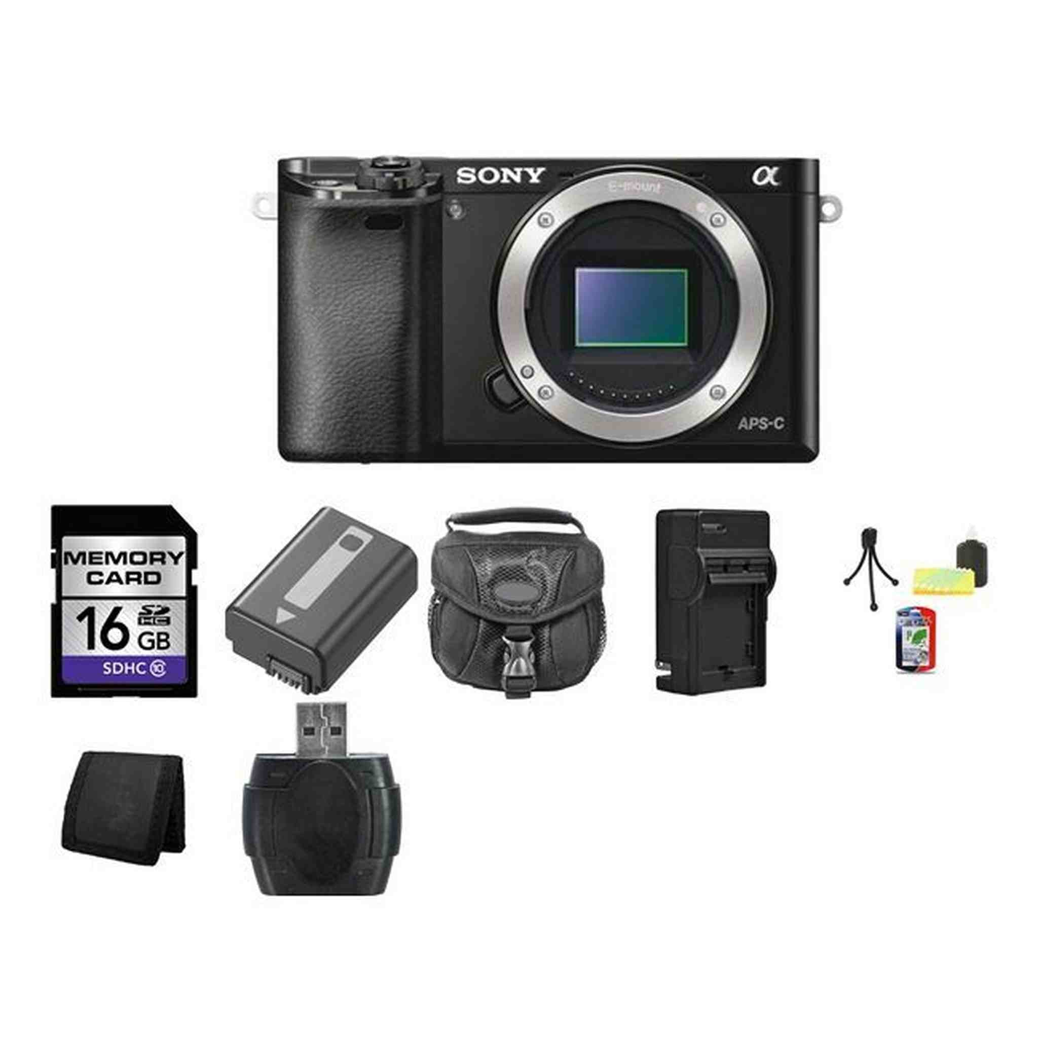 Sony A6000 Mirrorless Digital Camera - Black 16GB Bundle Sony