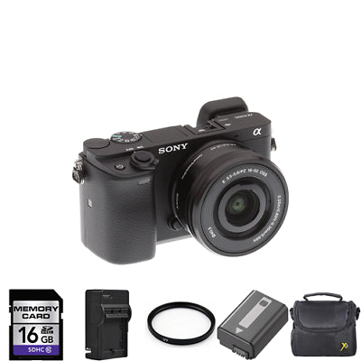 Sony Alpha a6300 Mirrorless Camera w/16-50mm Lens + 2 Batteries, 16GB Card Base Bundle Sony