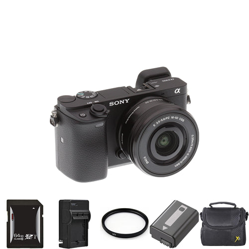 Sony Alpha a6300 Mirrorless Camera w/16-50mm Lens + 2 Batteries, 64GB Card Pro Bundle Sony