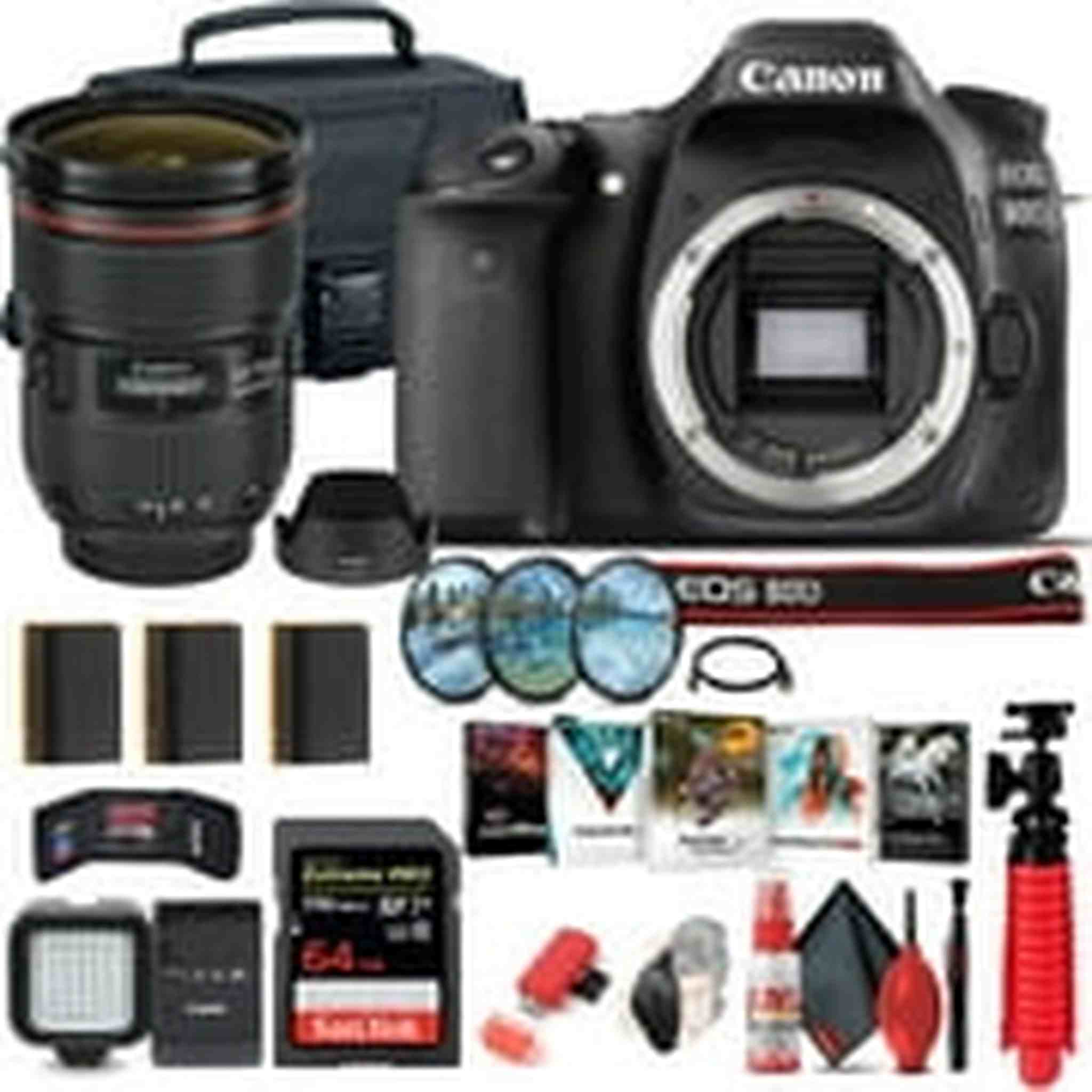 Canon EOS 80D DSLR Camera Body Only 1263C004 + Canon EF 24-70mm Lens + 64GB Ultimate Bundle Canon