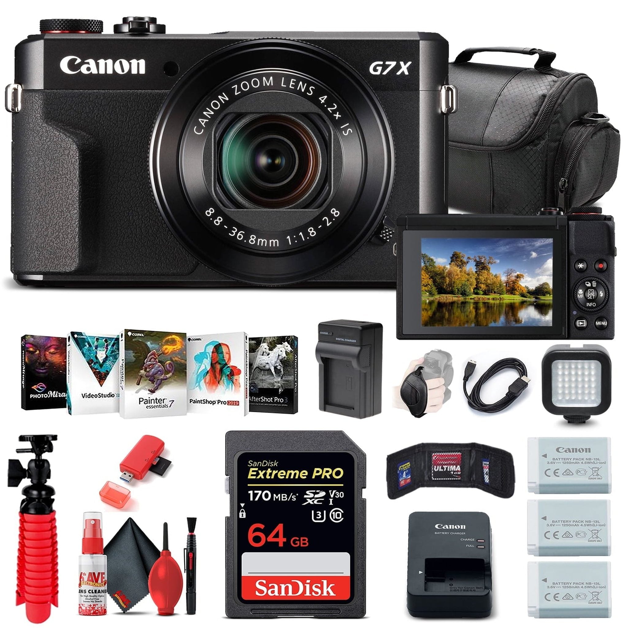 Canon PowerShot G7 X Mark II Digital Camera 1066C001 + 64GB Card + Extra Battery Bundle Canon